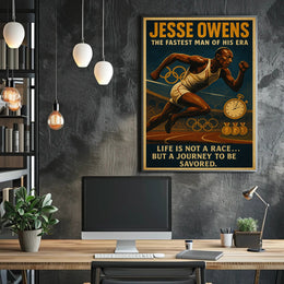 Jesse Owens Vintage Inspirational Poster PosterGoat