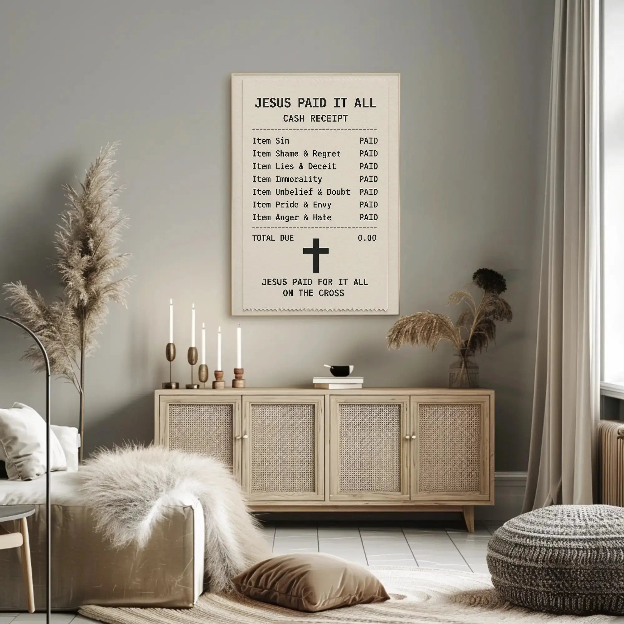 Jesus Paid Sins Redemption Artistic Spiritual Poster PosterGoat