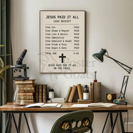 Jesus Paid Sins Redemption Artistic Spiritual Poster PosterGoat
