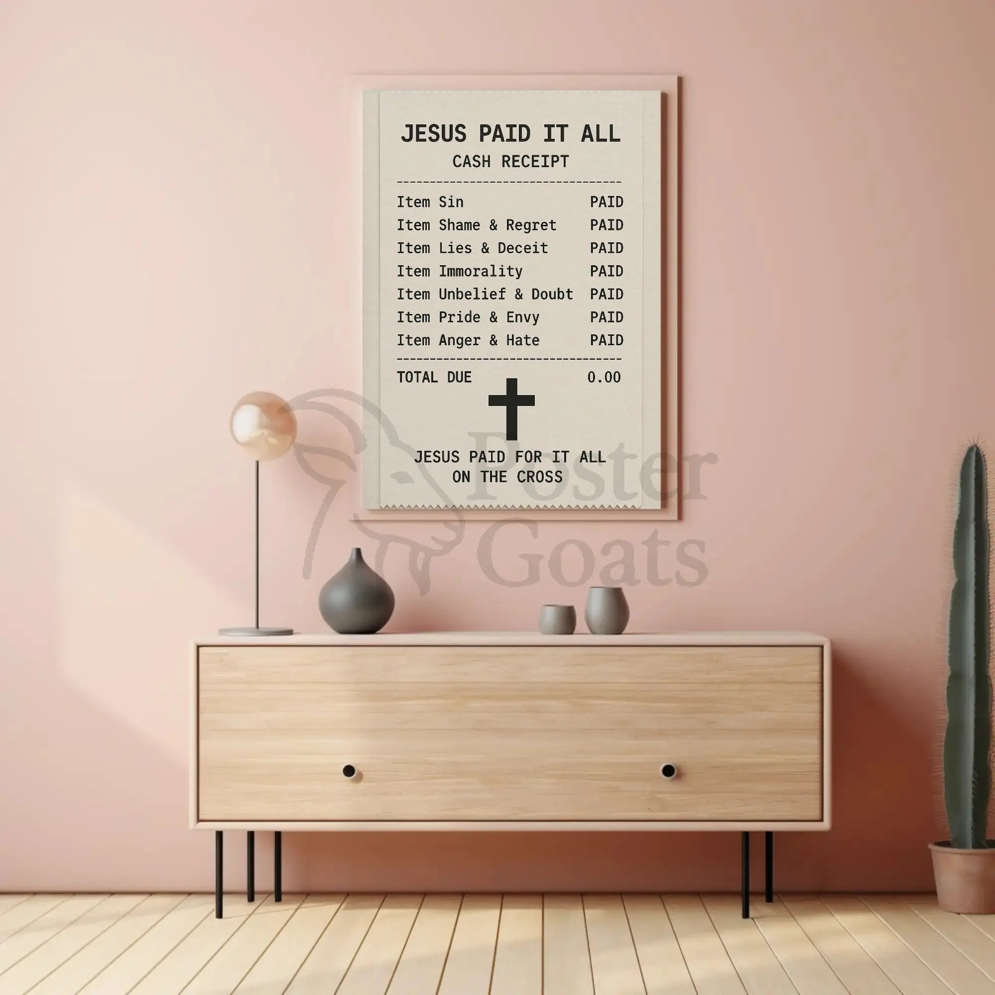 Jesus Paid Sins Redemption Artistic Spiritual Poster PosterGoat