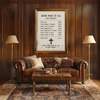 Jesus Paid Sins Redemption Artistic Spiritual Poster PosterGoat