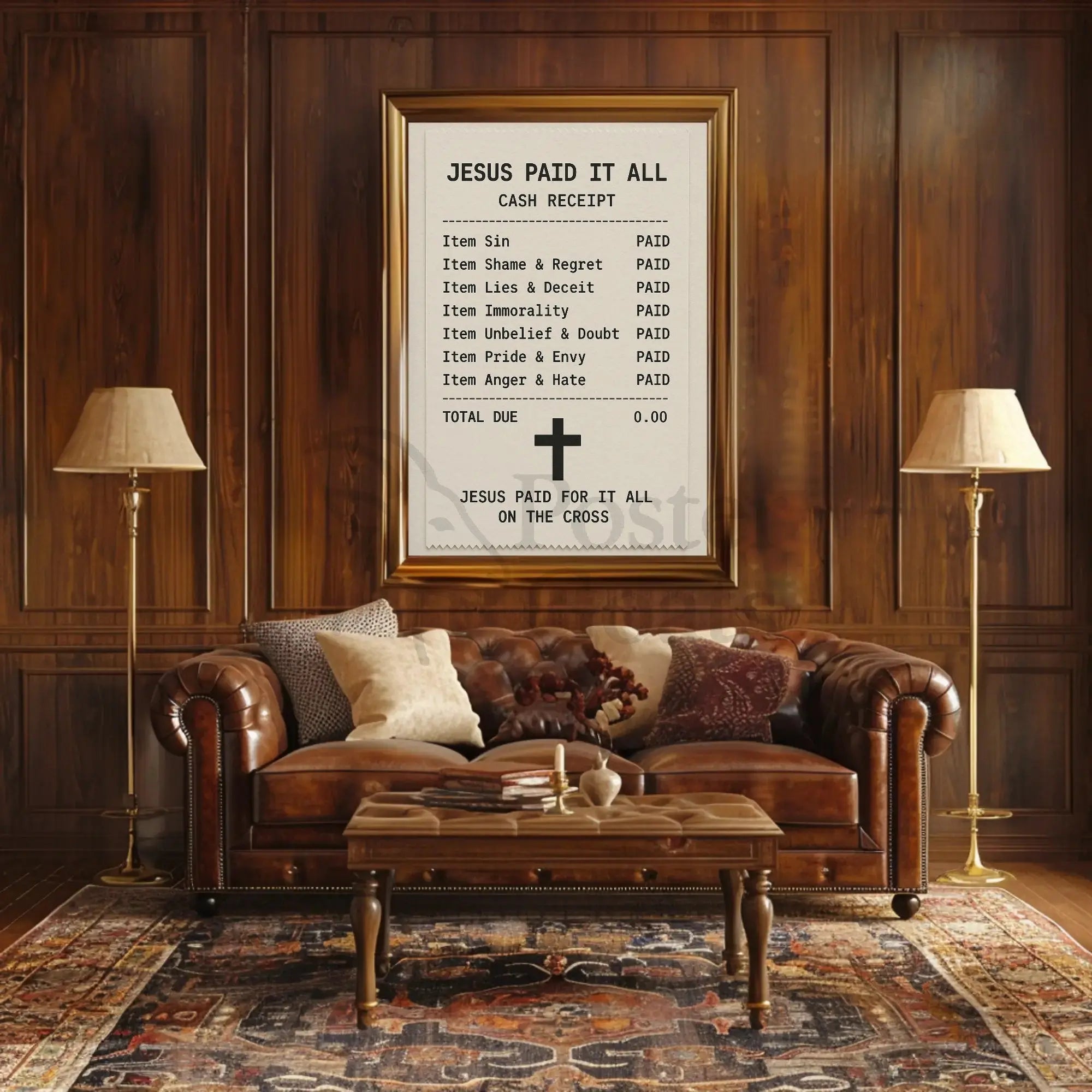 Jesus Paid Sins Redemption Artistic Spiritual Poster PosterGoat