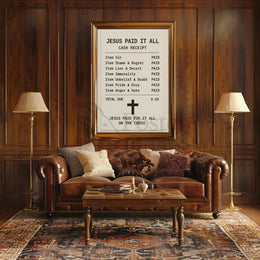 Jesus Paid Sins Redemption Artistic Spiritual Poster PosterGoat