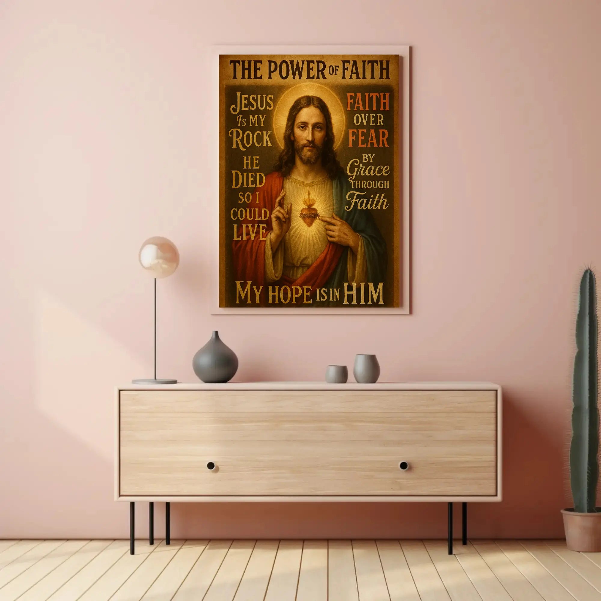Jesus Sacred Heart Faith Inspirational Heritage Poster PosterGoat