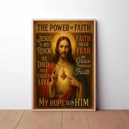 Jesus Sacred Heart Faith Inspirational Heritage Poster PosterGoat