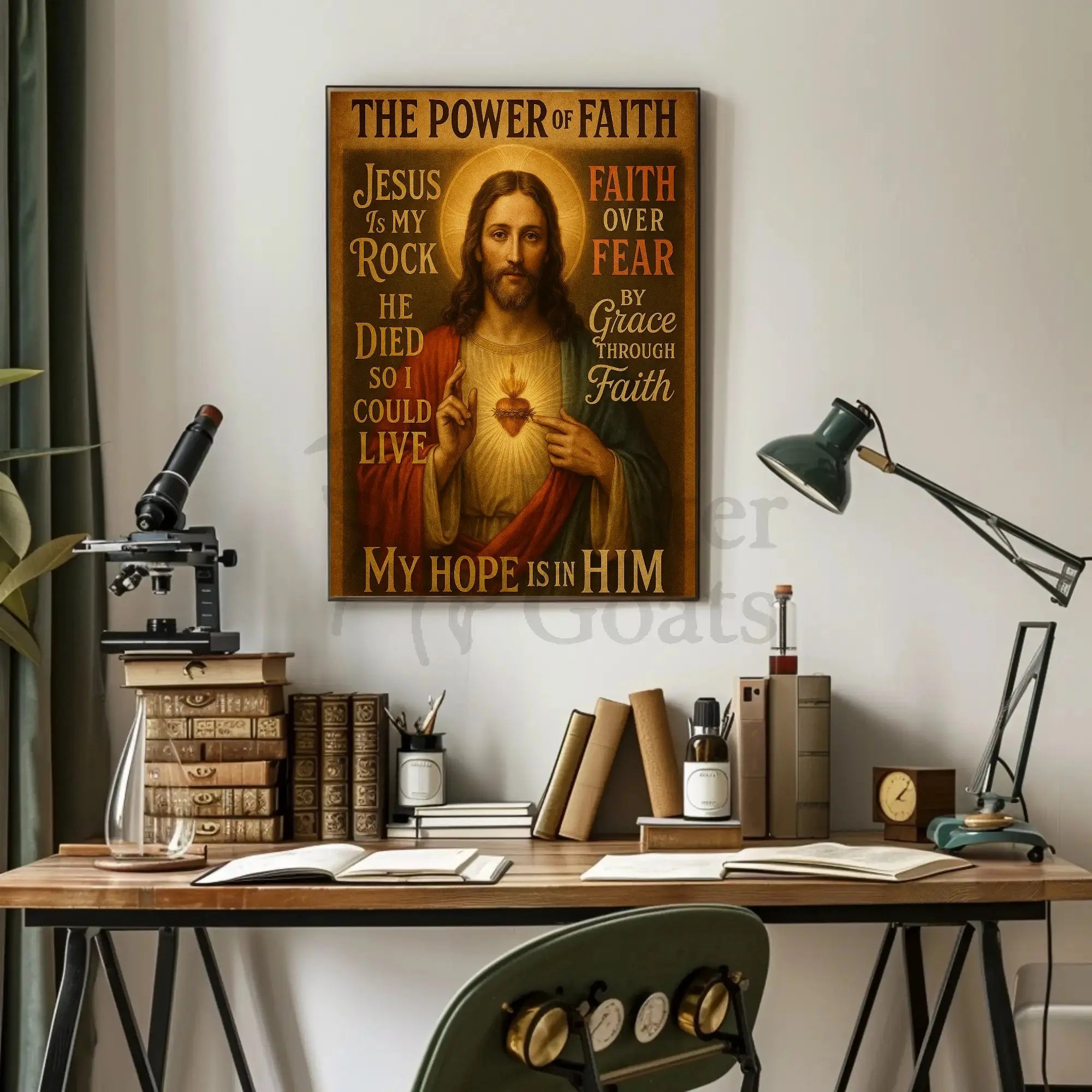 Jesus Sacred Heart Faith Inspirational Heritage Poster PosterGoat