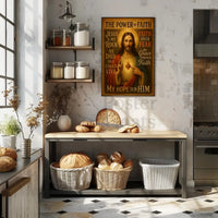 Jesus Sacred Heart Faith Inspirational Heritage Poster PosterGoat