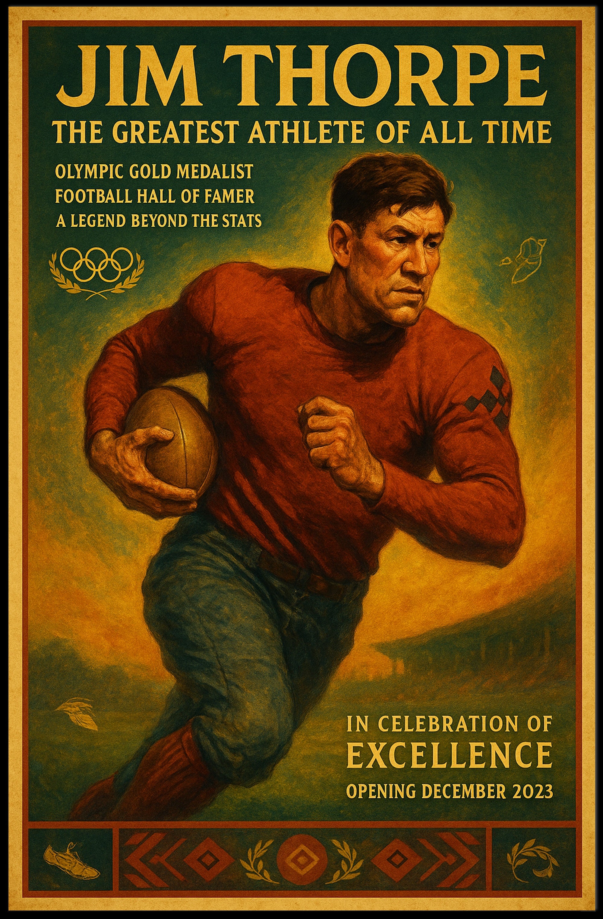 Jim Thorpe Greatest Athlete Wall Art Print PosterGoat