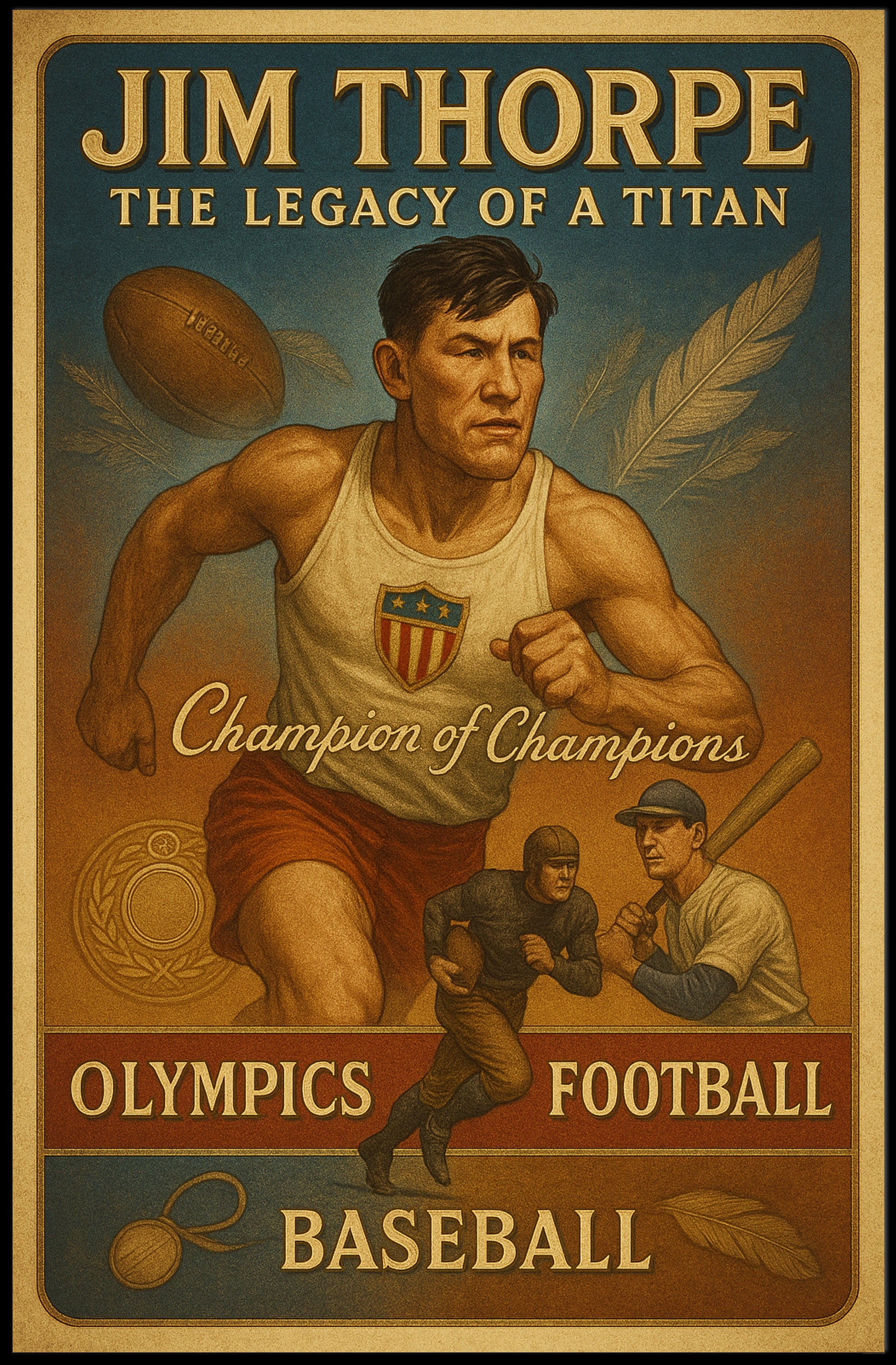 Jim Thorpe Legacy Titan Poster Wall Art PosterGoat