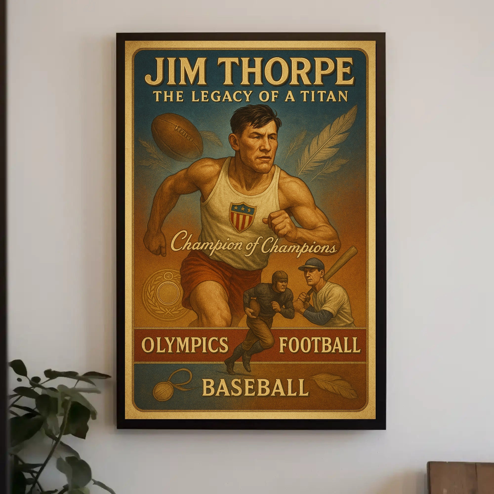 Jim Thorpe Legacy Titan Poster Wall Art PosterGoat