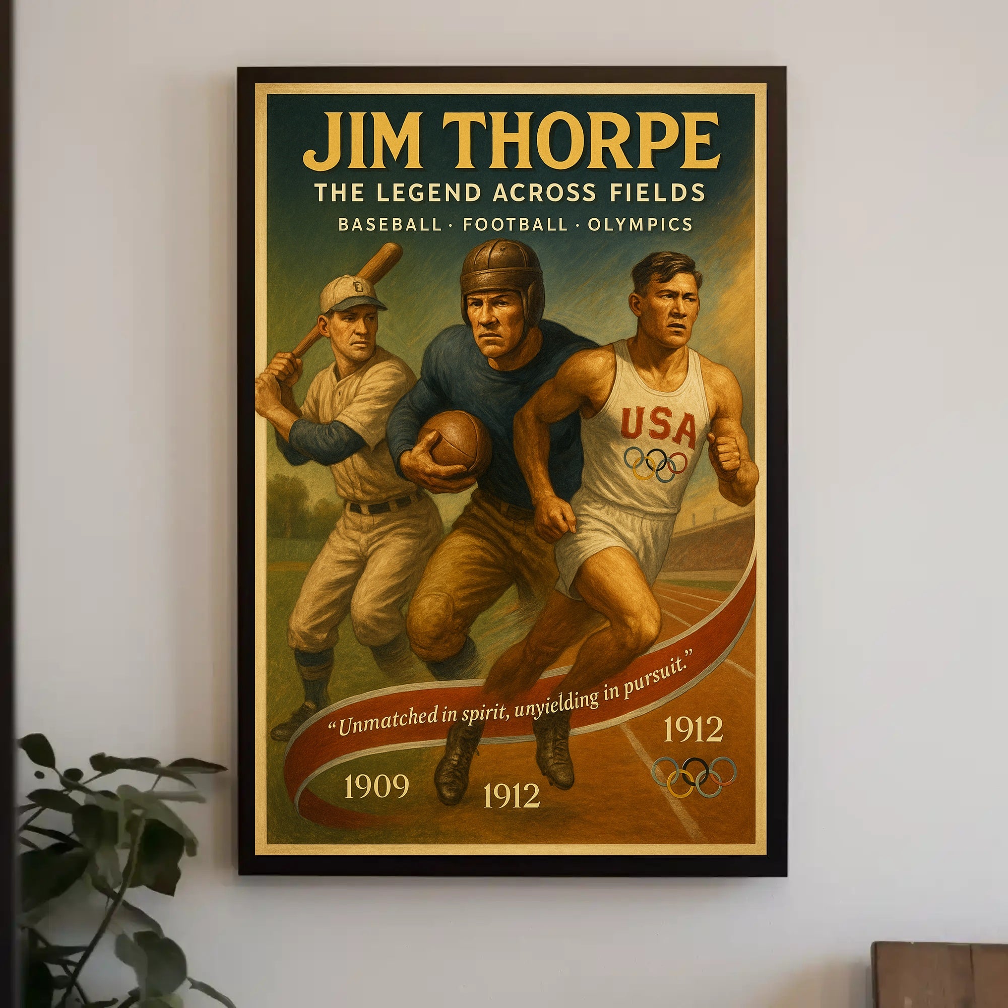 Jim Thorpe Legend Across Fields Poster Art PosterGoat