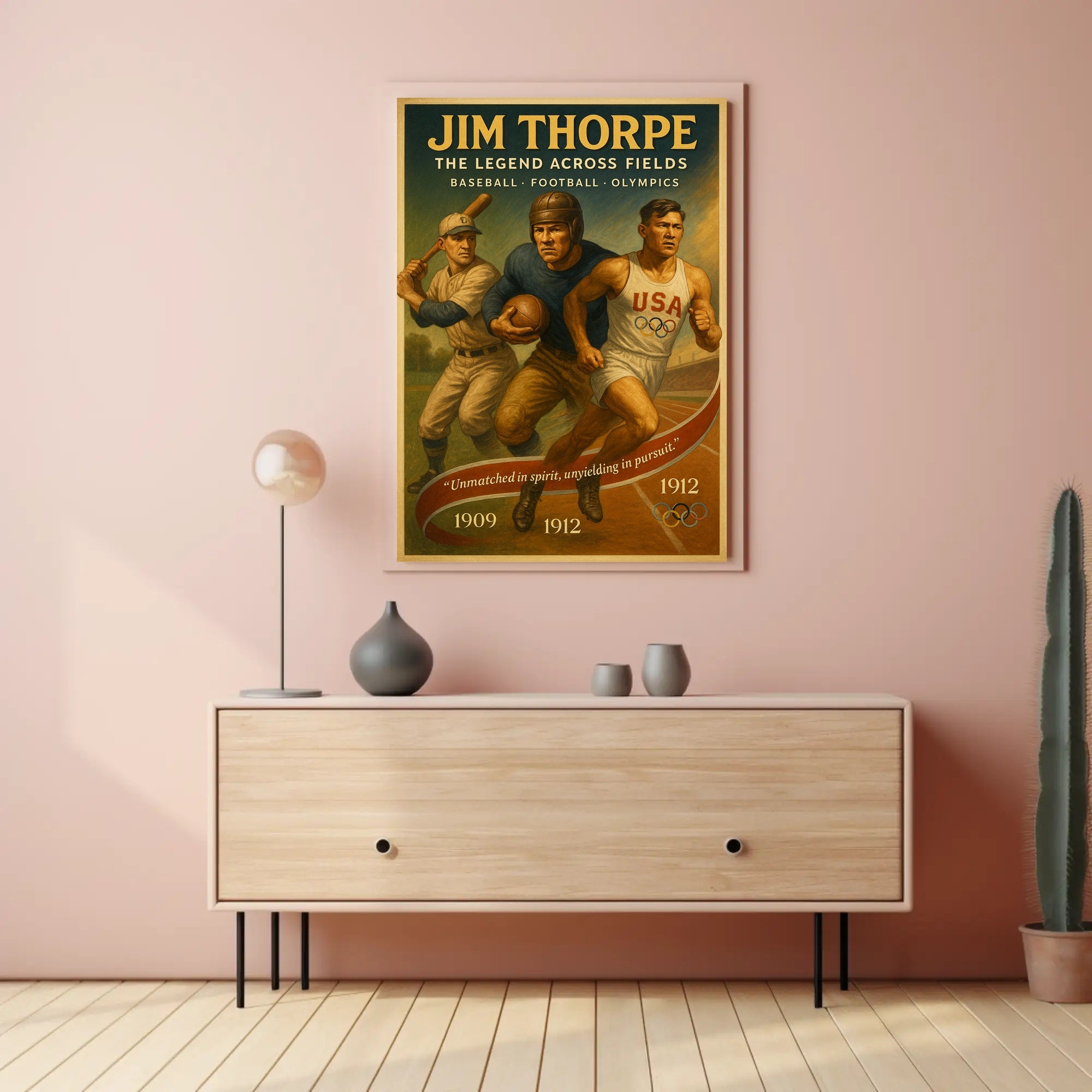 Jim Thorpe Legend Across Fields Poster Art PosterGoat
