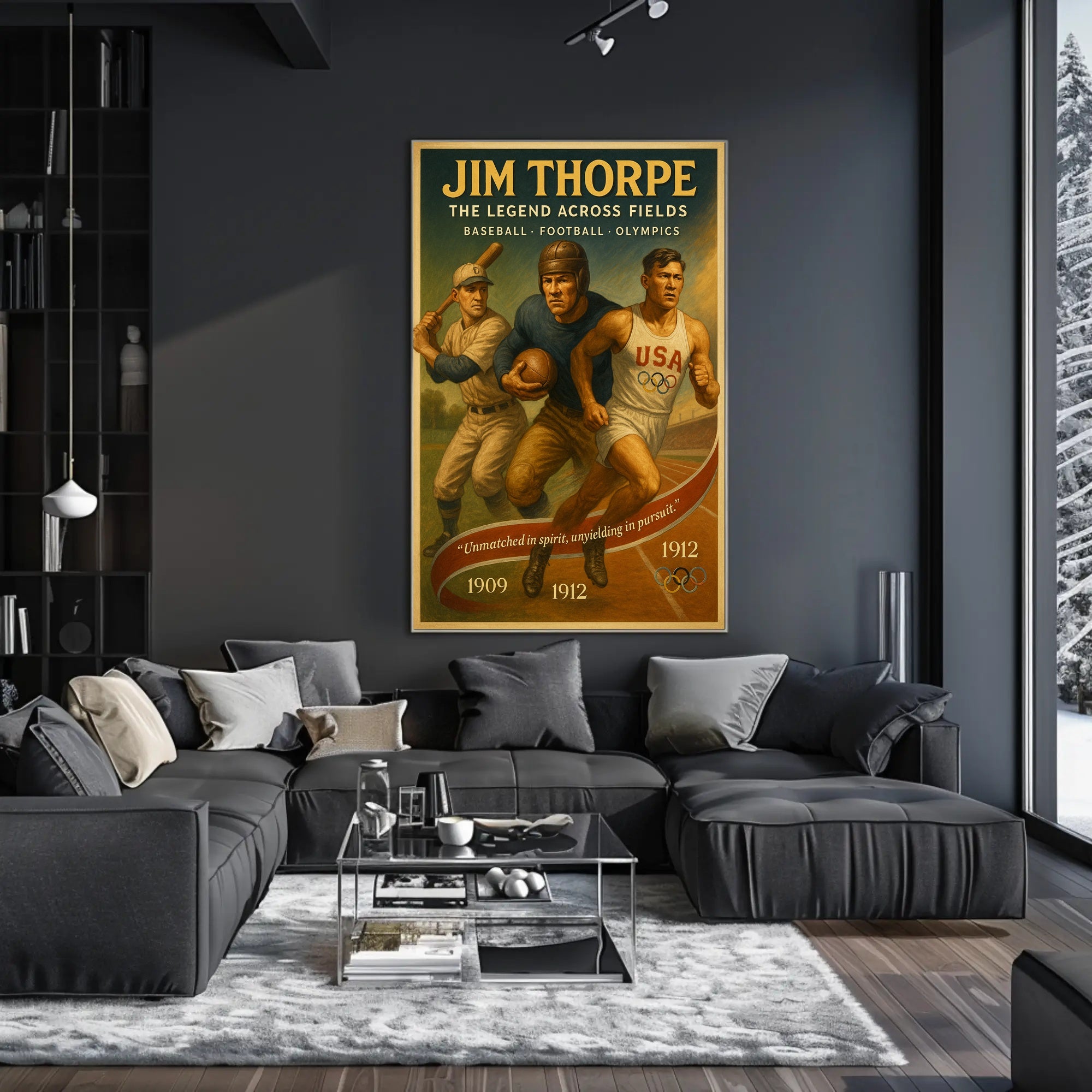 Jim Thorpe Legend Across Fields Poster Art PosterGoat