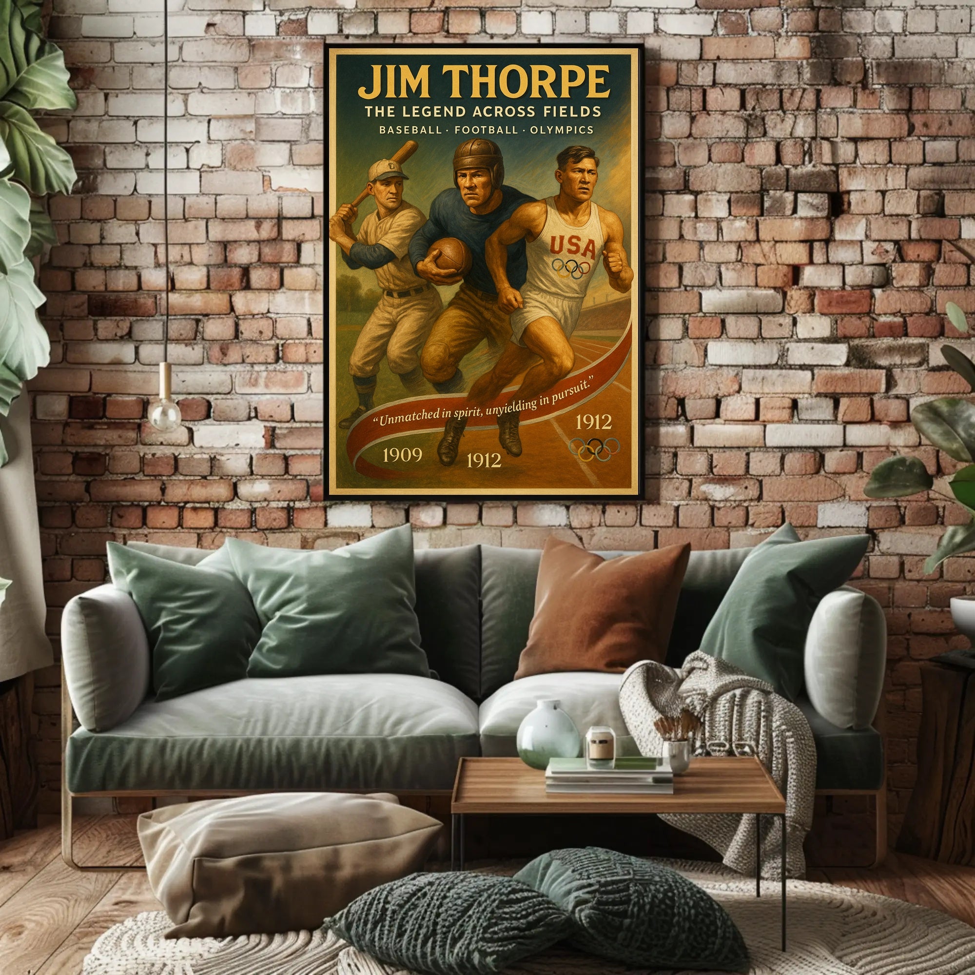 Jim Thorpe Legend Across Fields Poster Art PosterGoat