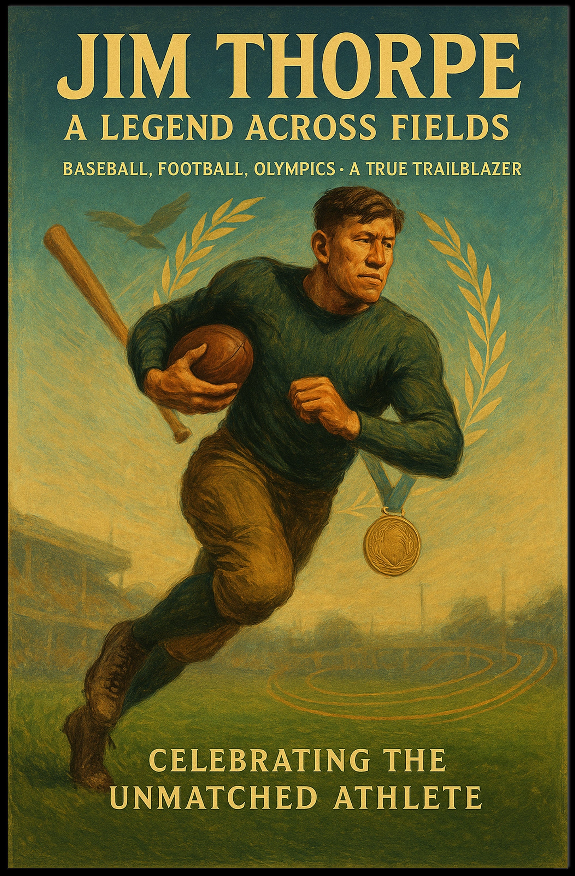 Jim Thorpe Legend Across Fields Poster PosterGoat