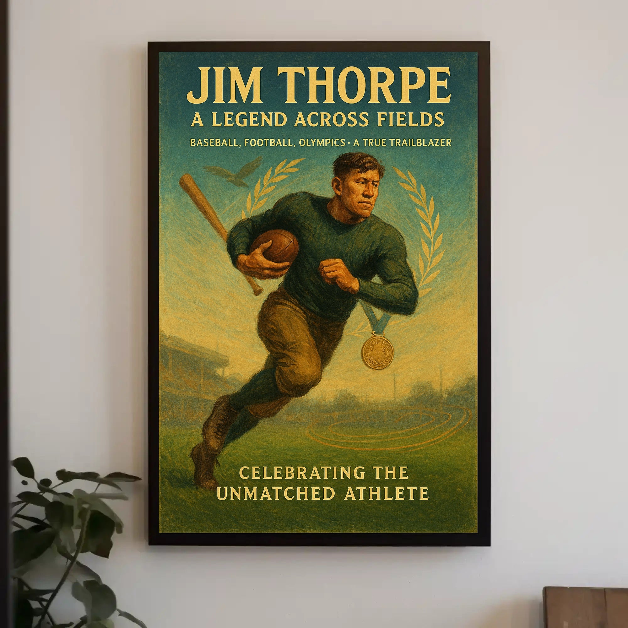 Jim Thorpe Legend Across Fields Poster PosterGoat