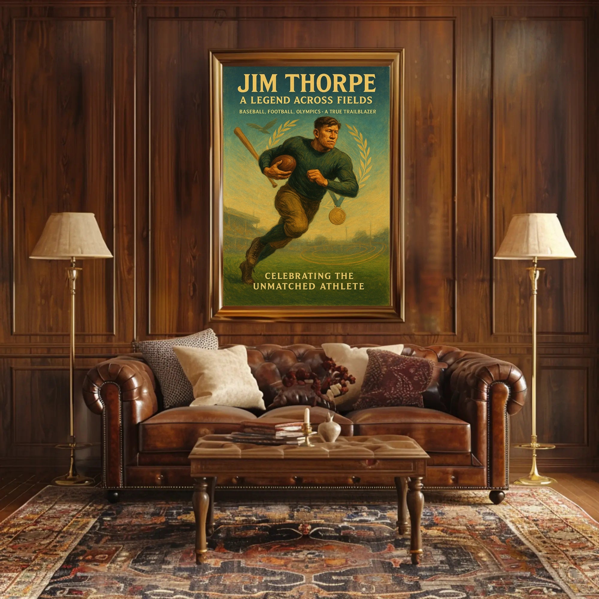 Jim Thorpe Legend Across Fields Poster PosterGoat