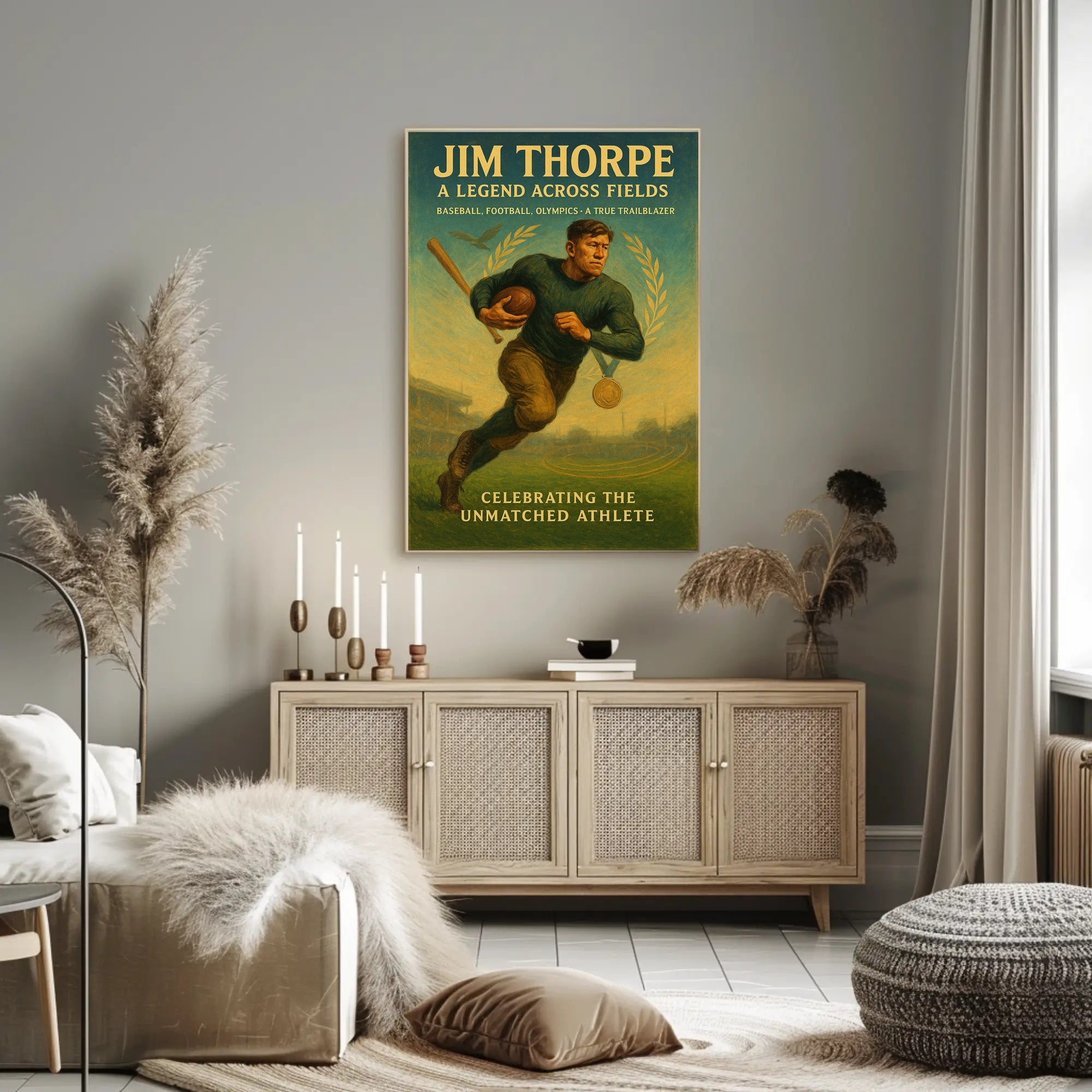 Jim Thorpe Legend Across Fields Poster PosterGoat