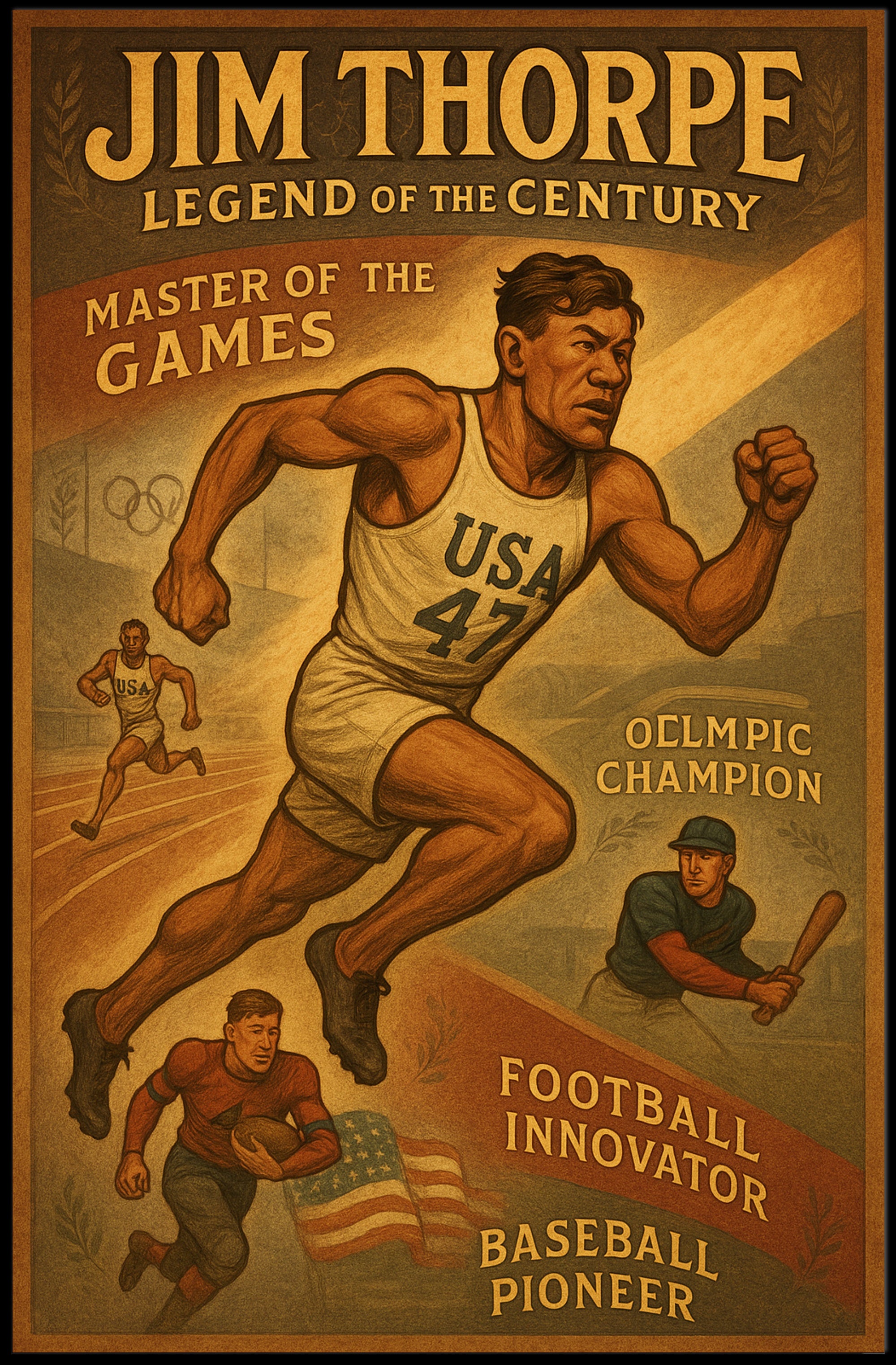 Jim Thorpe Legend of the Century Poster Print PosterGoat