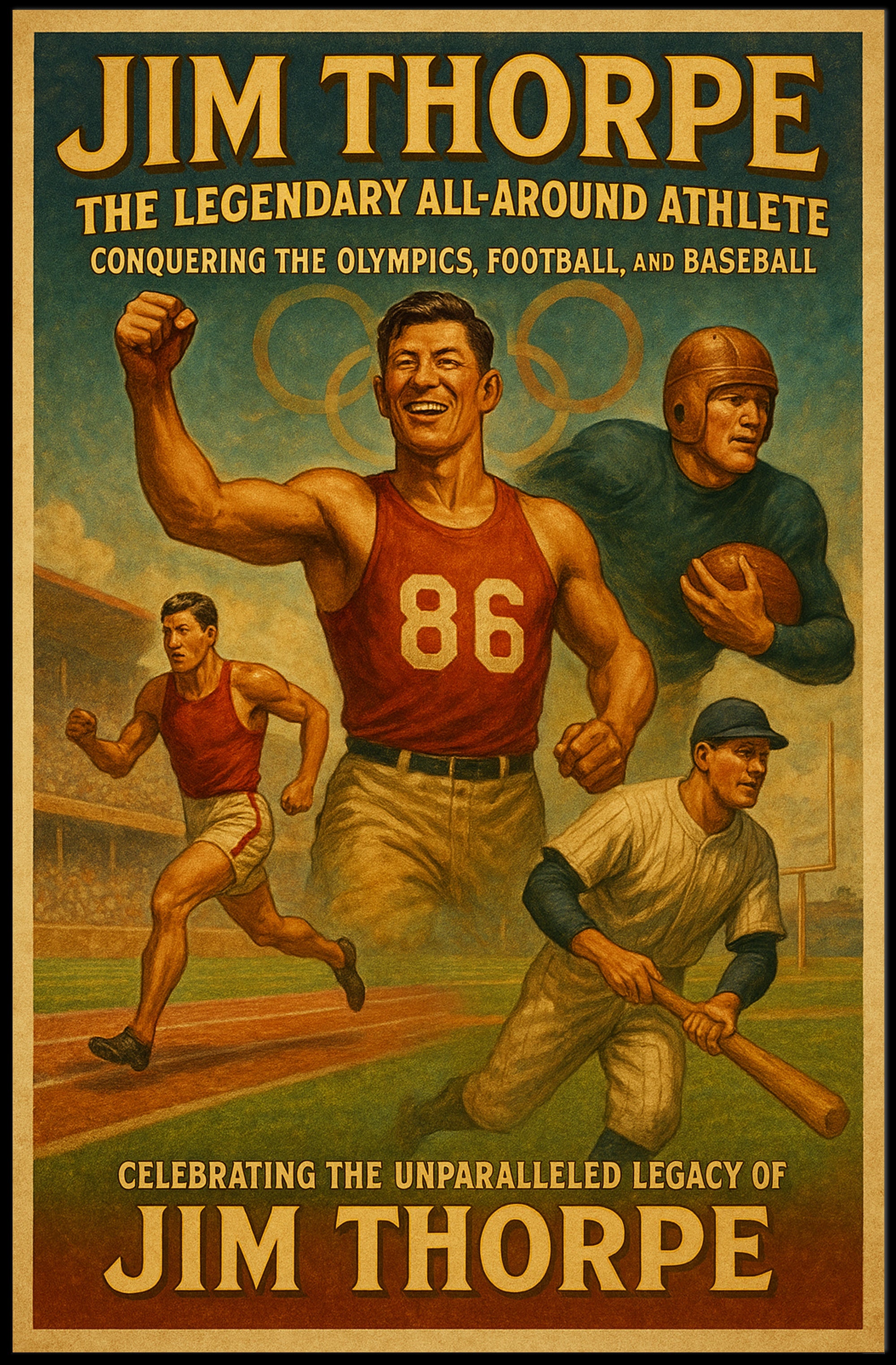 Jim Thorpe Legendary All-Around Poster PosterGoat