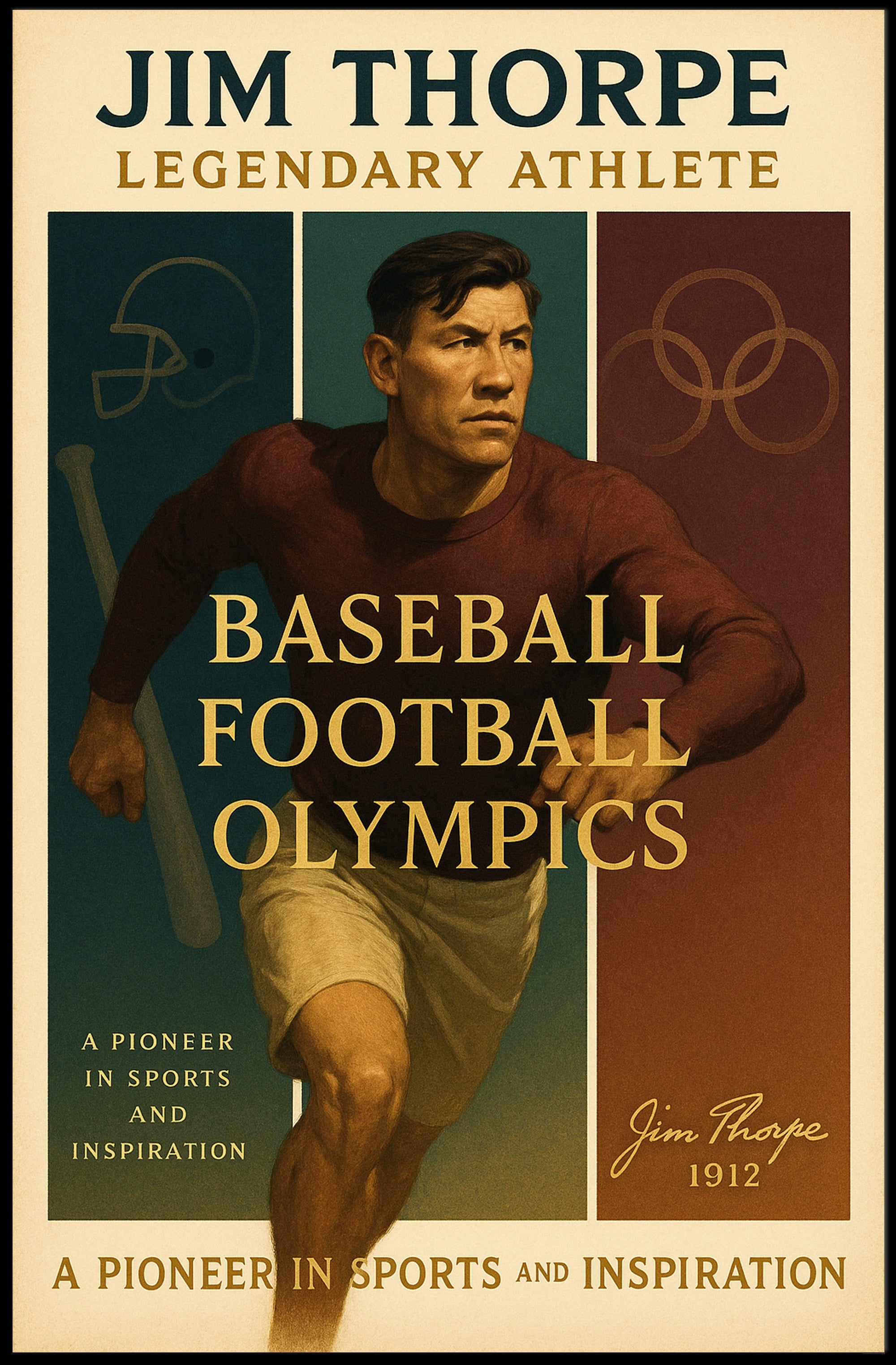 Jim Thorpe Legendary Athlete Wall Art Print PosterGoat