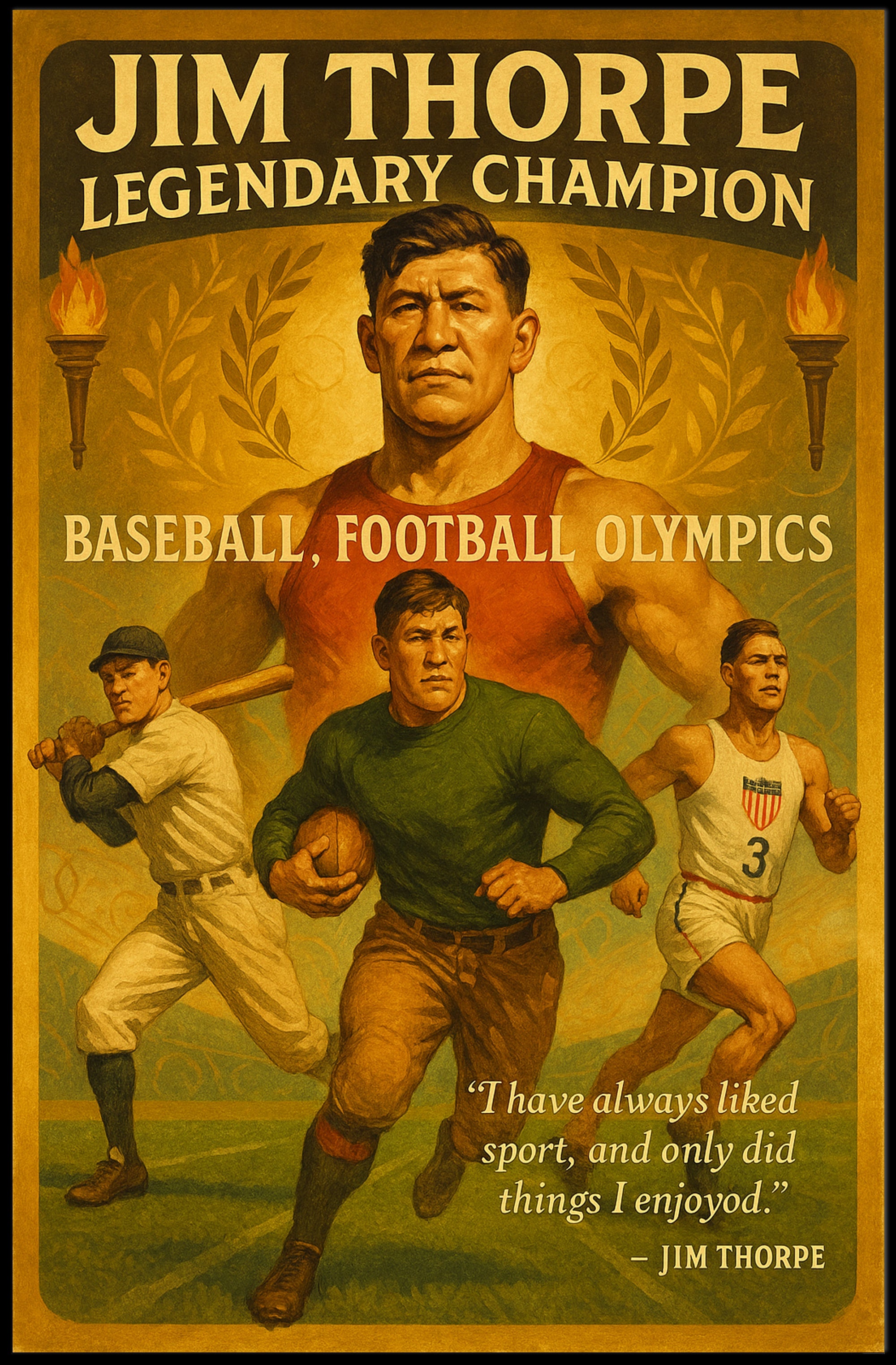 Jim Thorpe Legendary Champion Poster Art Print PosterGoat