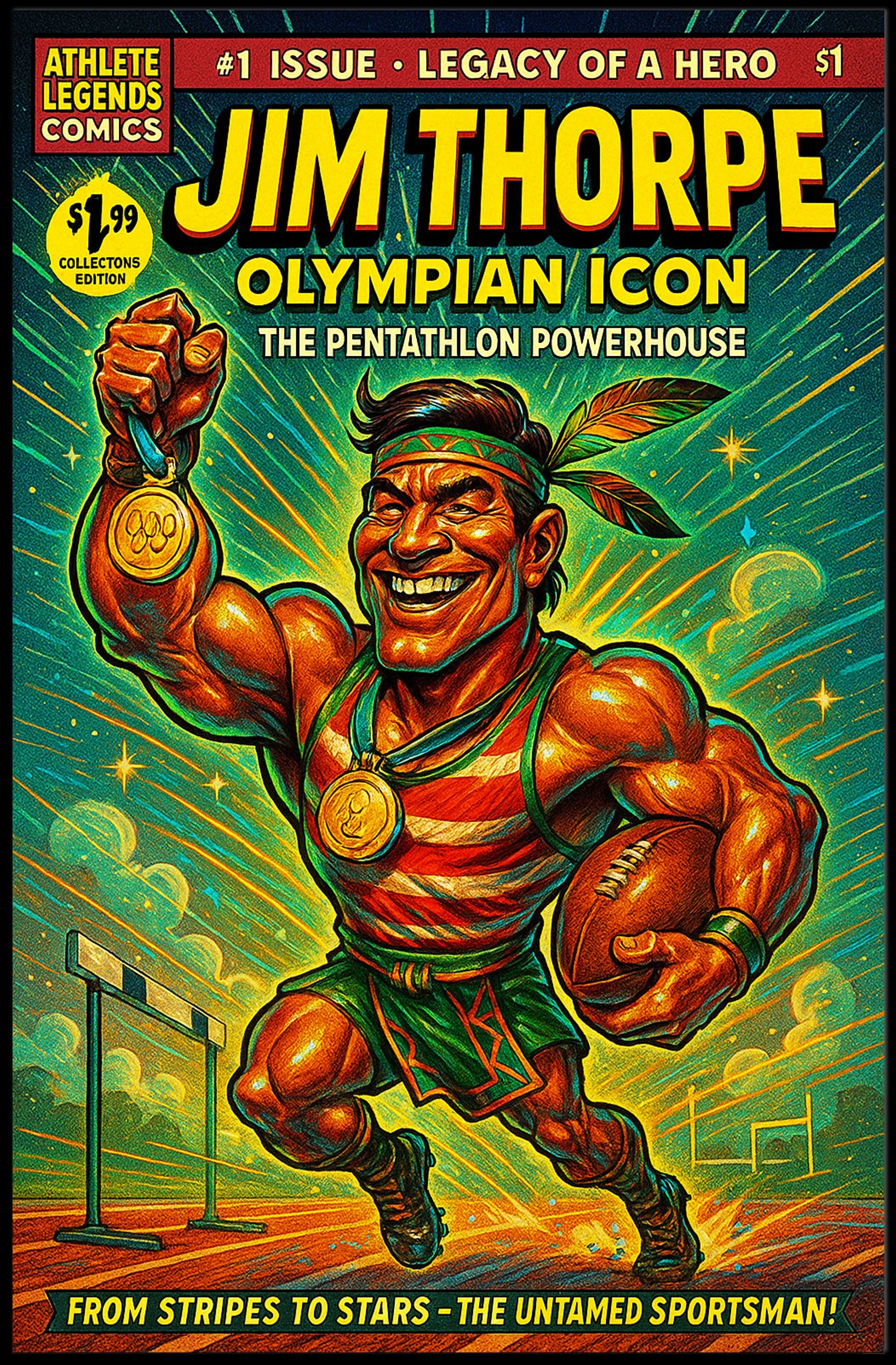 Jim Thorpe Olympian Icon Wall Art Print PosterGoat