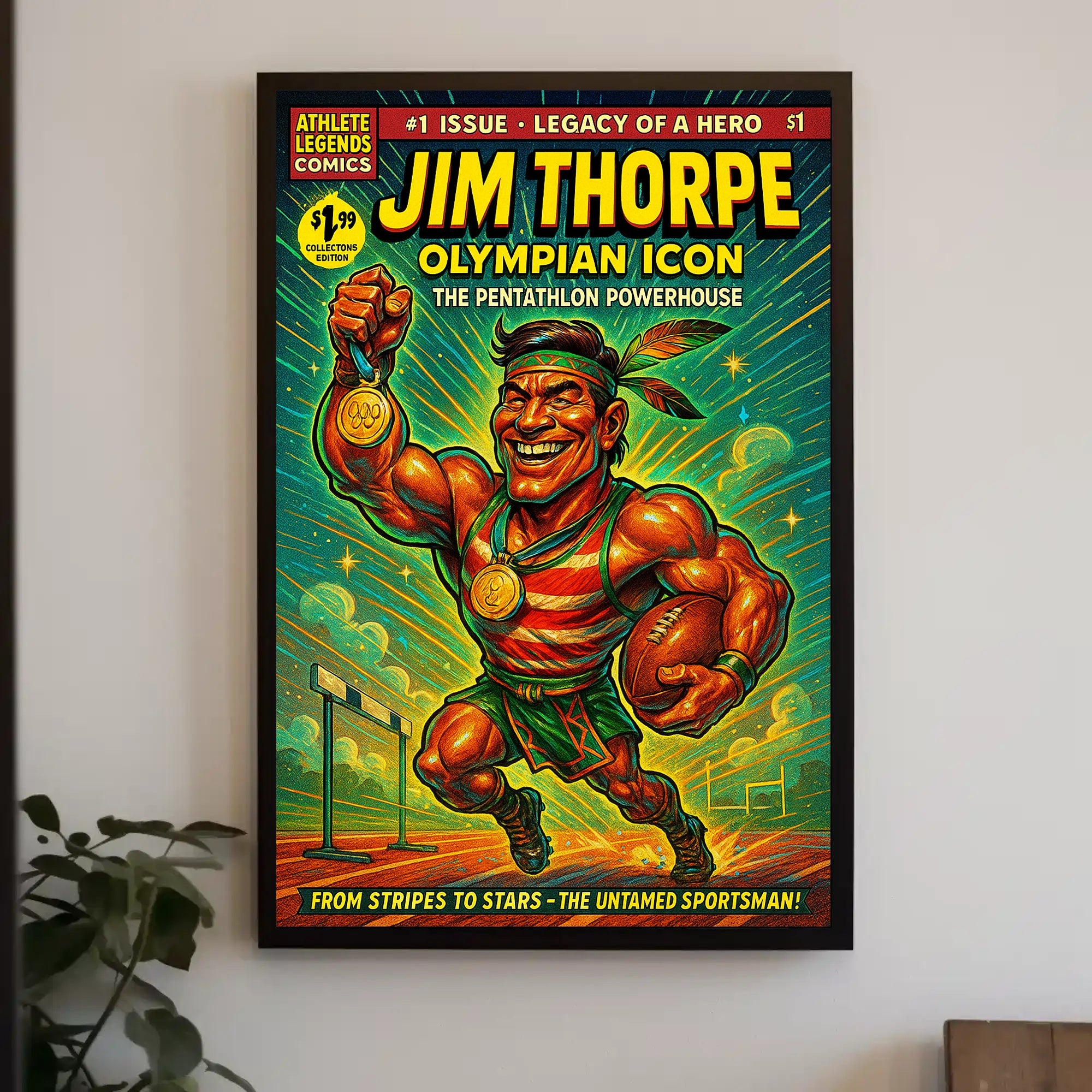 Jim Thorpe Olympian Icon Wall Art Print PosterGoat