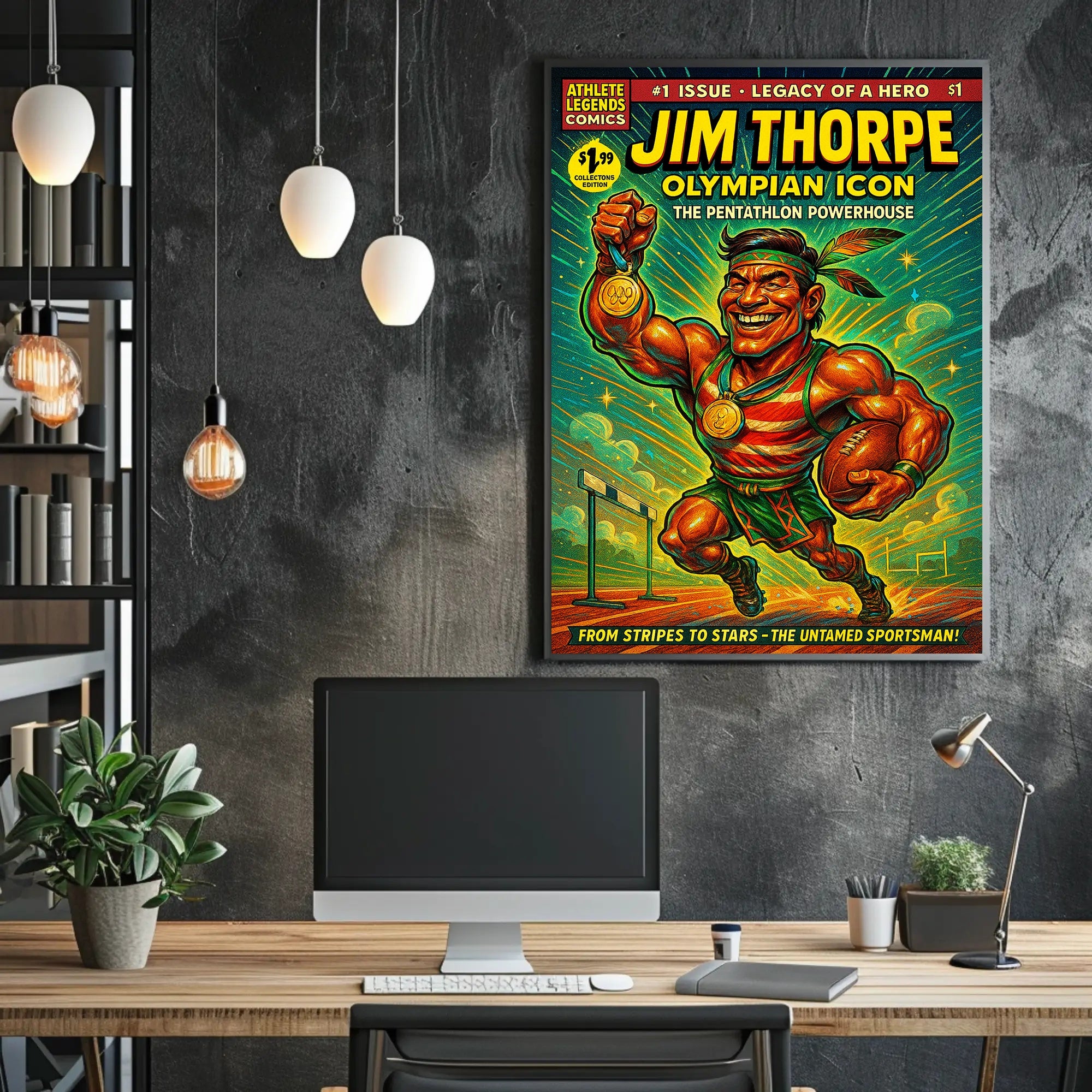 Jim Thorpe Olympian Icon Wall Art Print PosterGoat