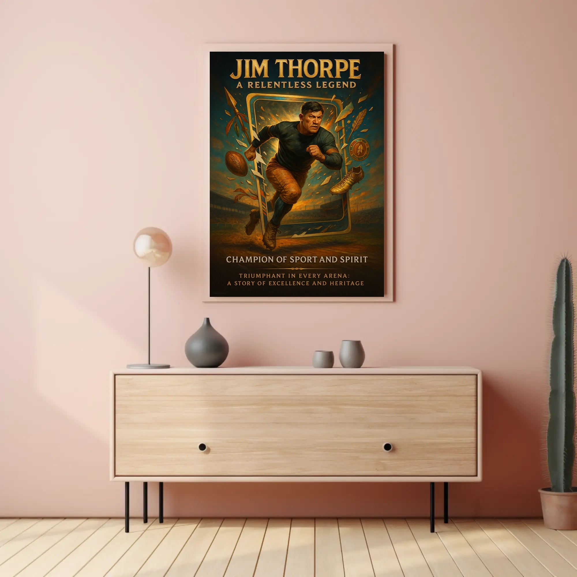 Jim Thorpe Relentless Legend Wall Art PosterGoat