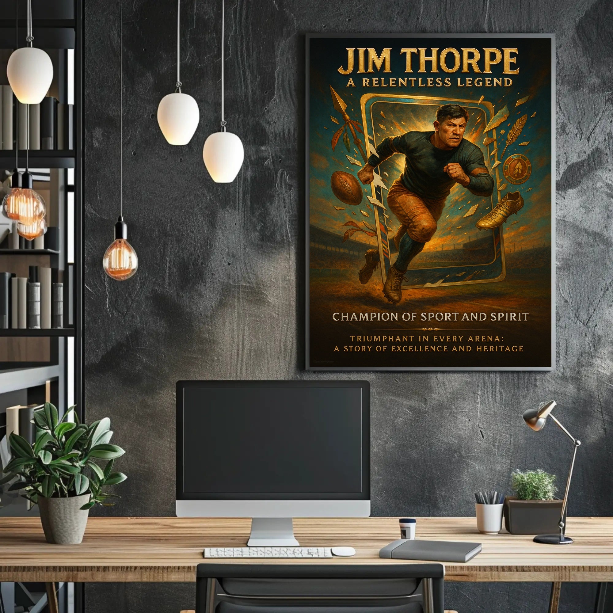 Jim Thorpe Relentless Legend Wall Art PosterGoat