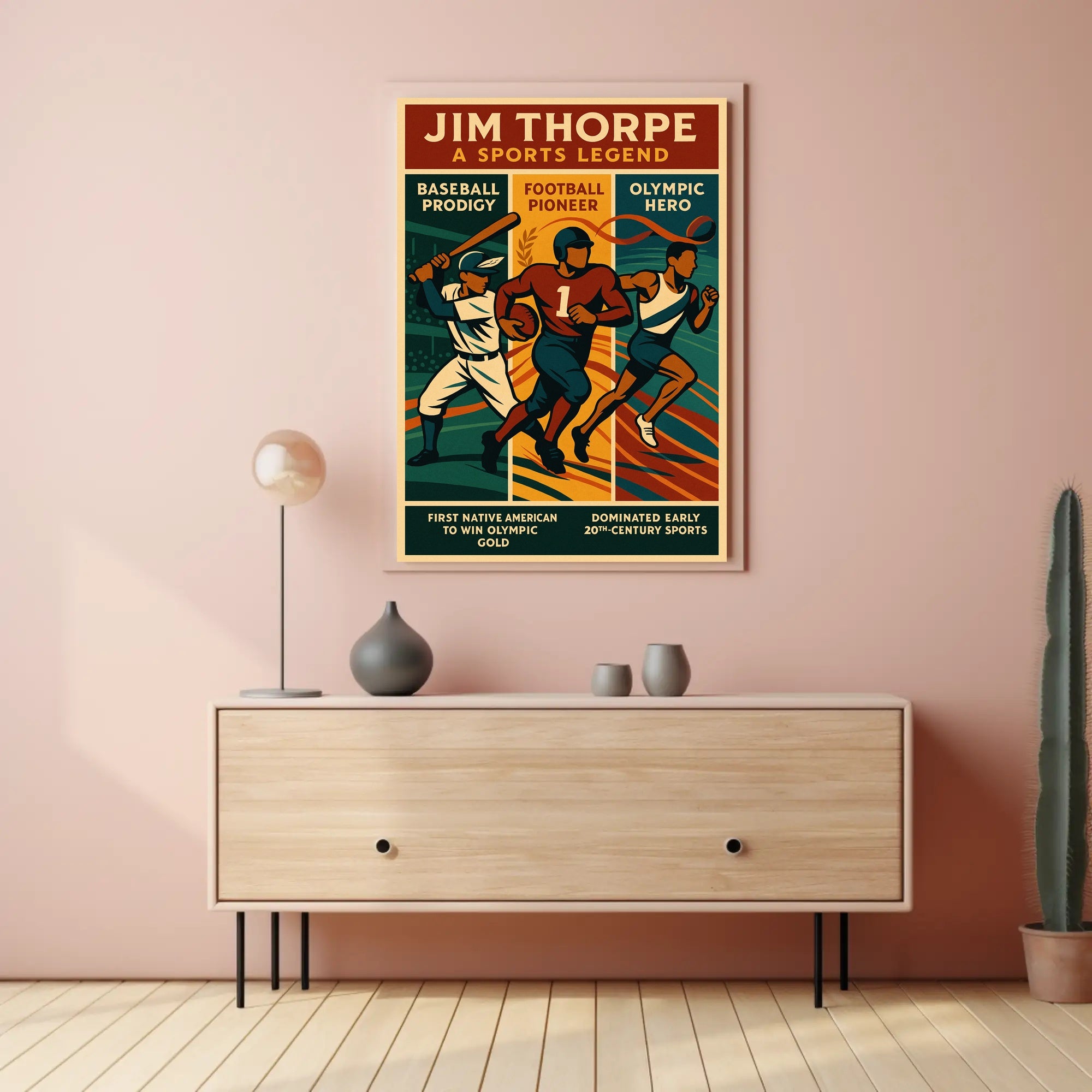 Jim Thorpe Sports Legend Wall Art Print PosterGoat