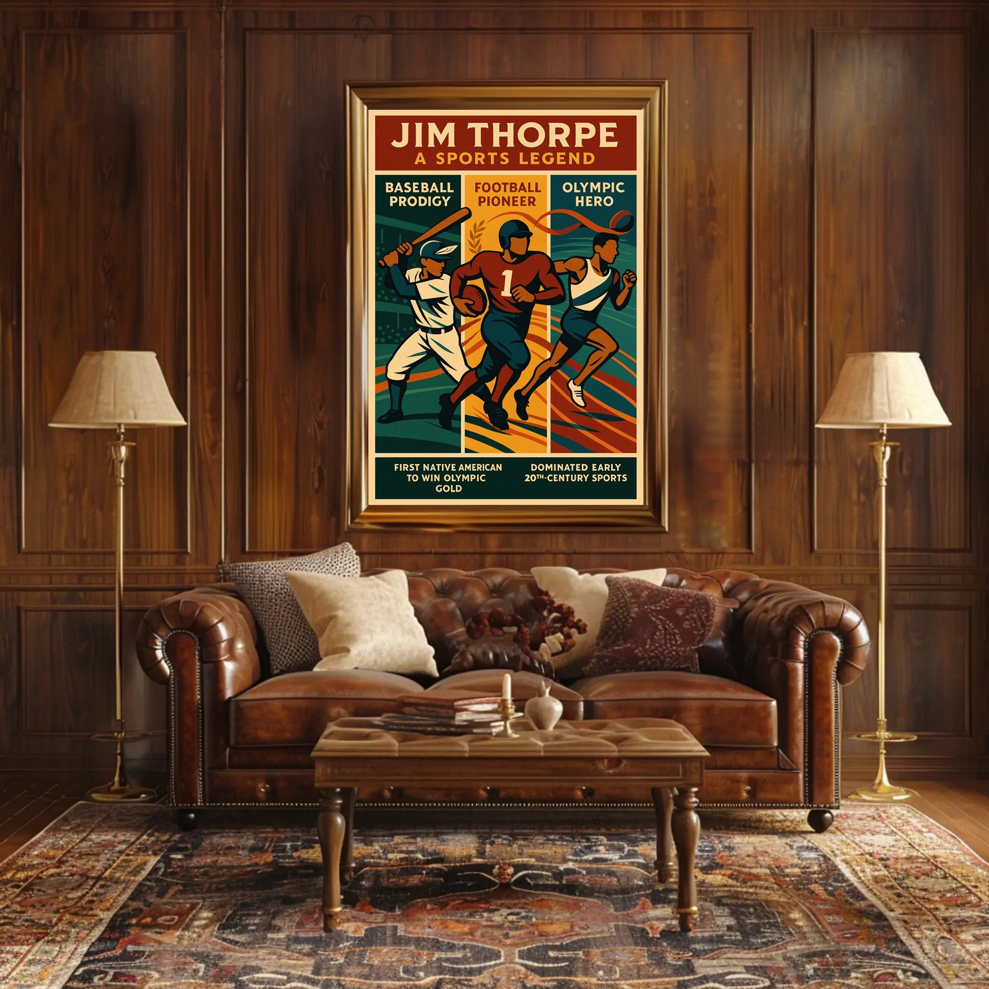 Jim Thorpe Sports Legend Wall Art Print PosterGoat
