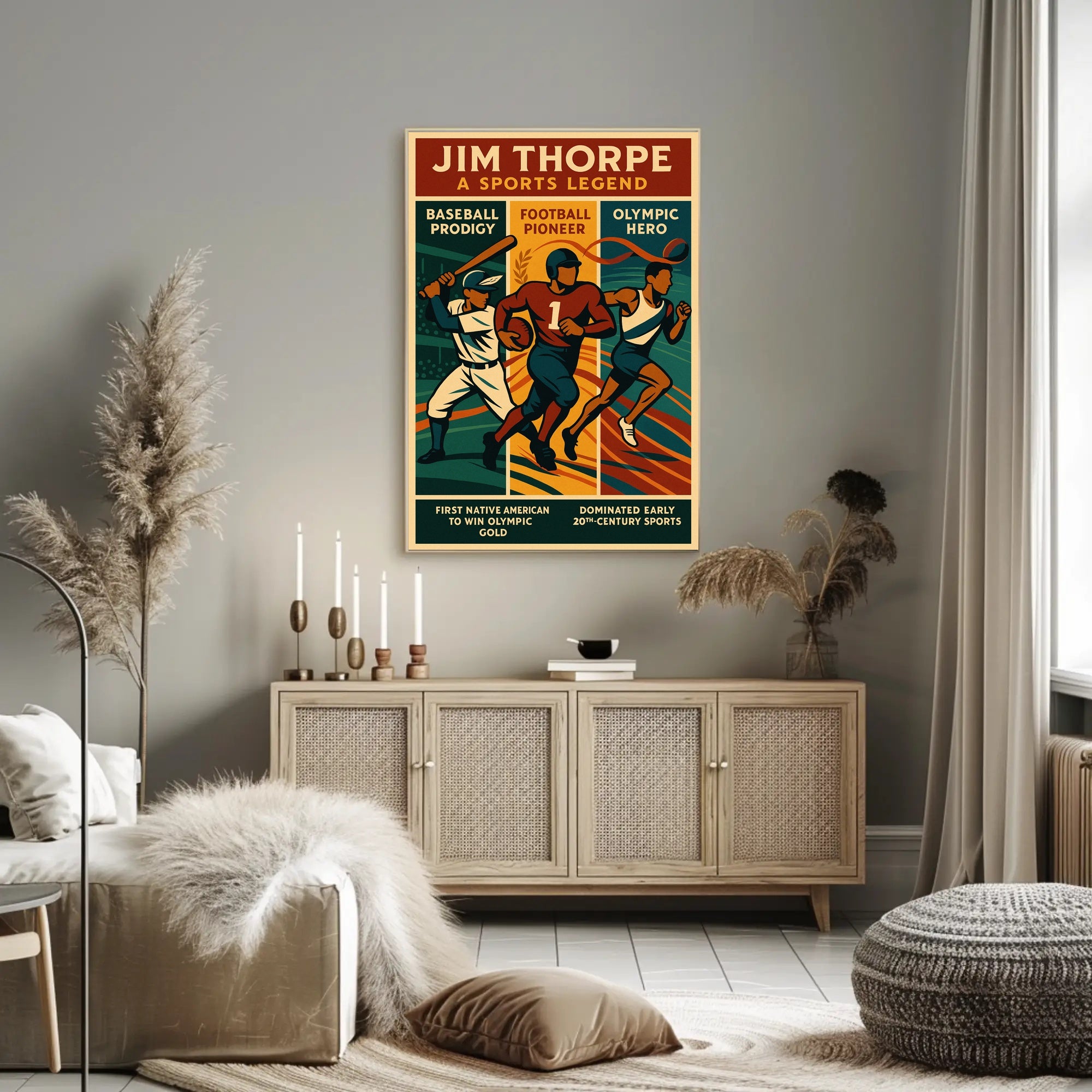 Jim Thorpe Sports Legend Wall Art Print PosterGoat