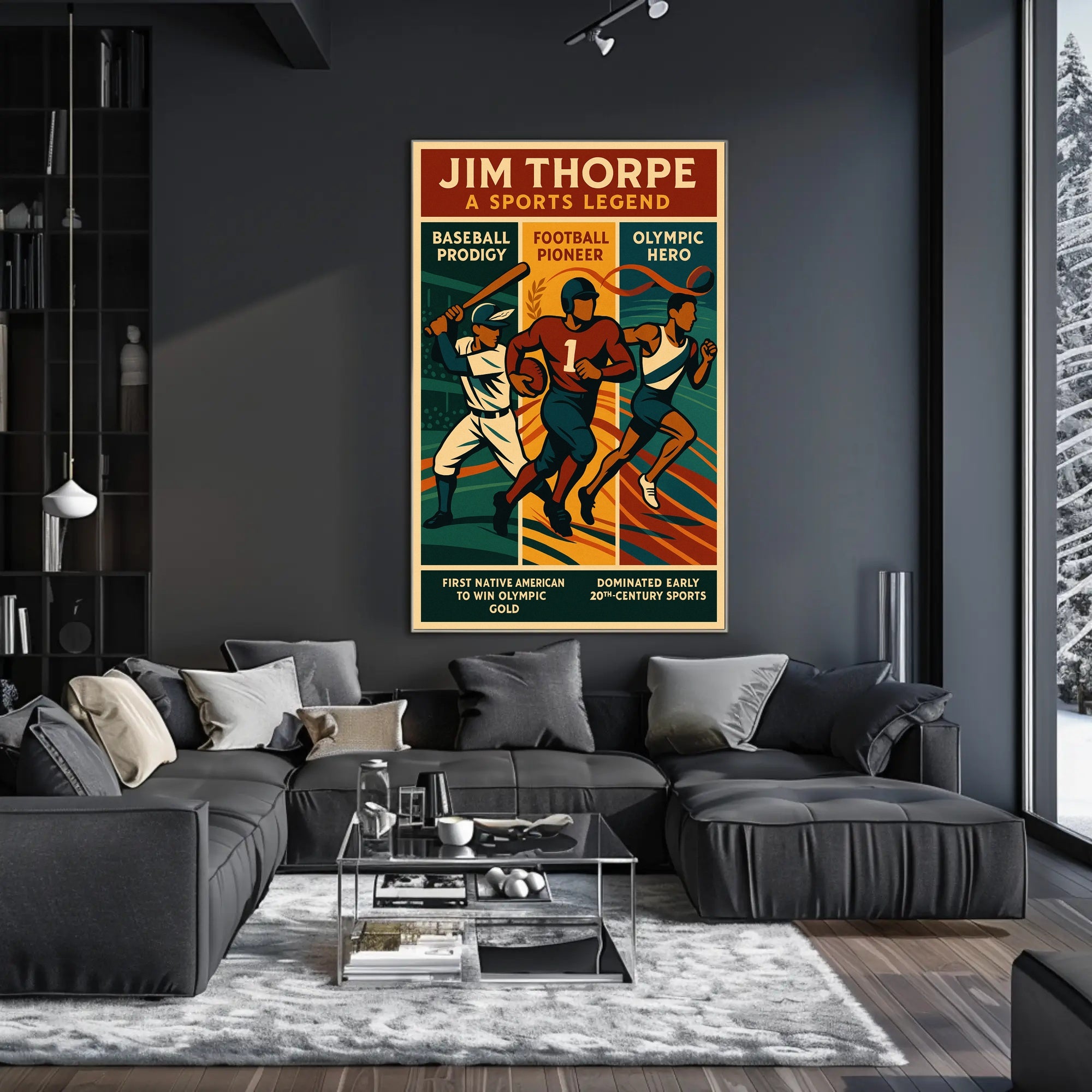 Jim Thorpe Sports Legend Wall Art Print PosterGoat