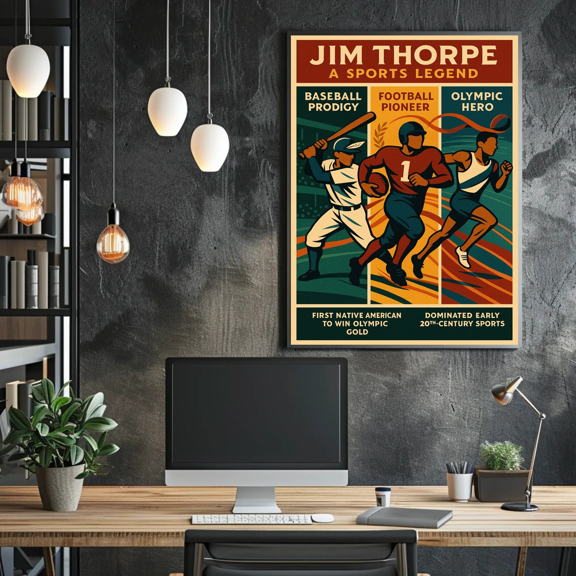 Jim Thorpe Sports Legend Wall Art Print PosterGoat
