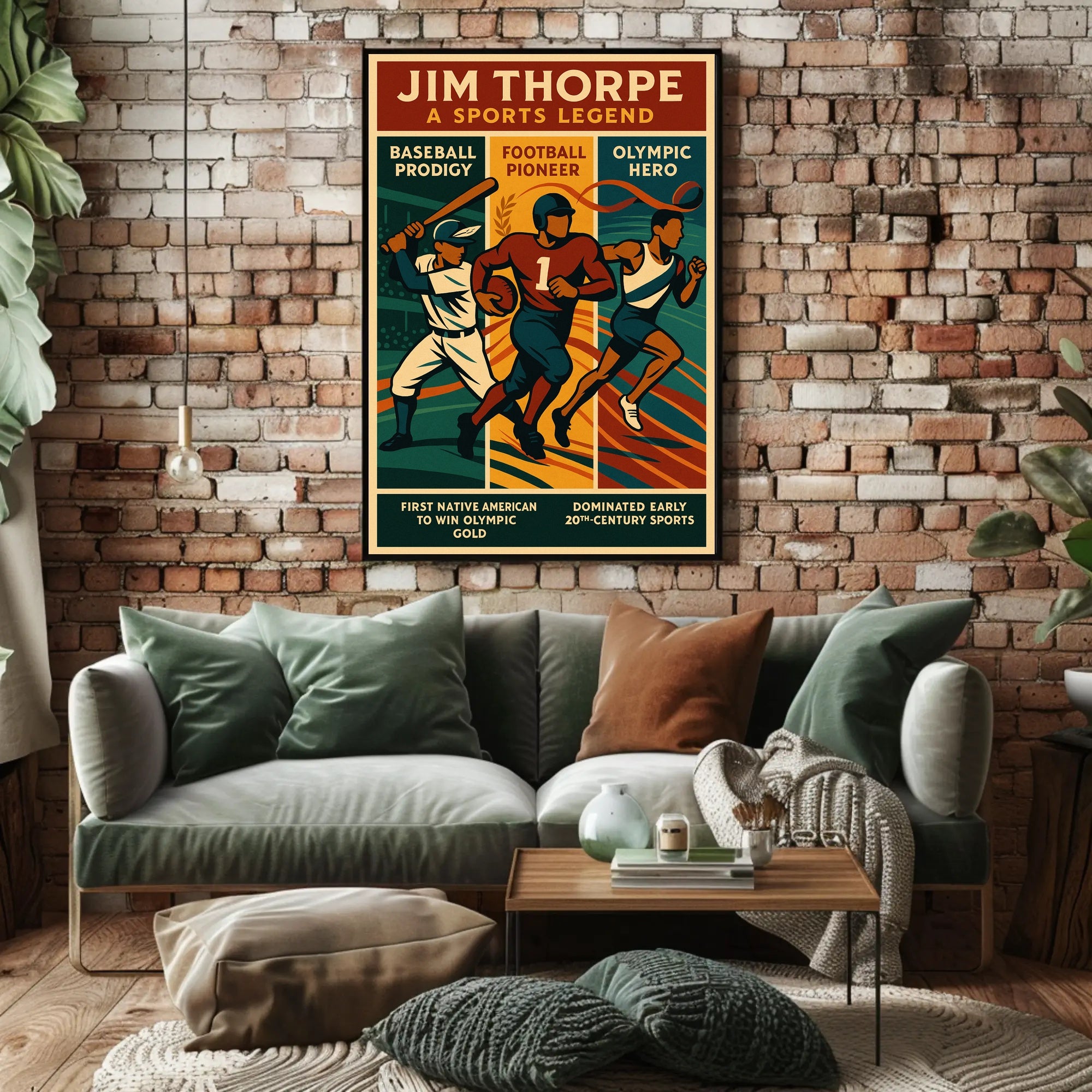 Jim Thorpe Sports Legend Wall Art Print PosterGoat