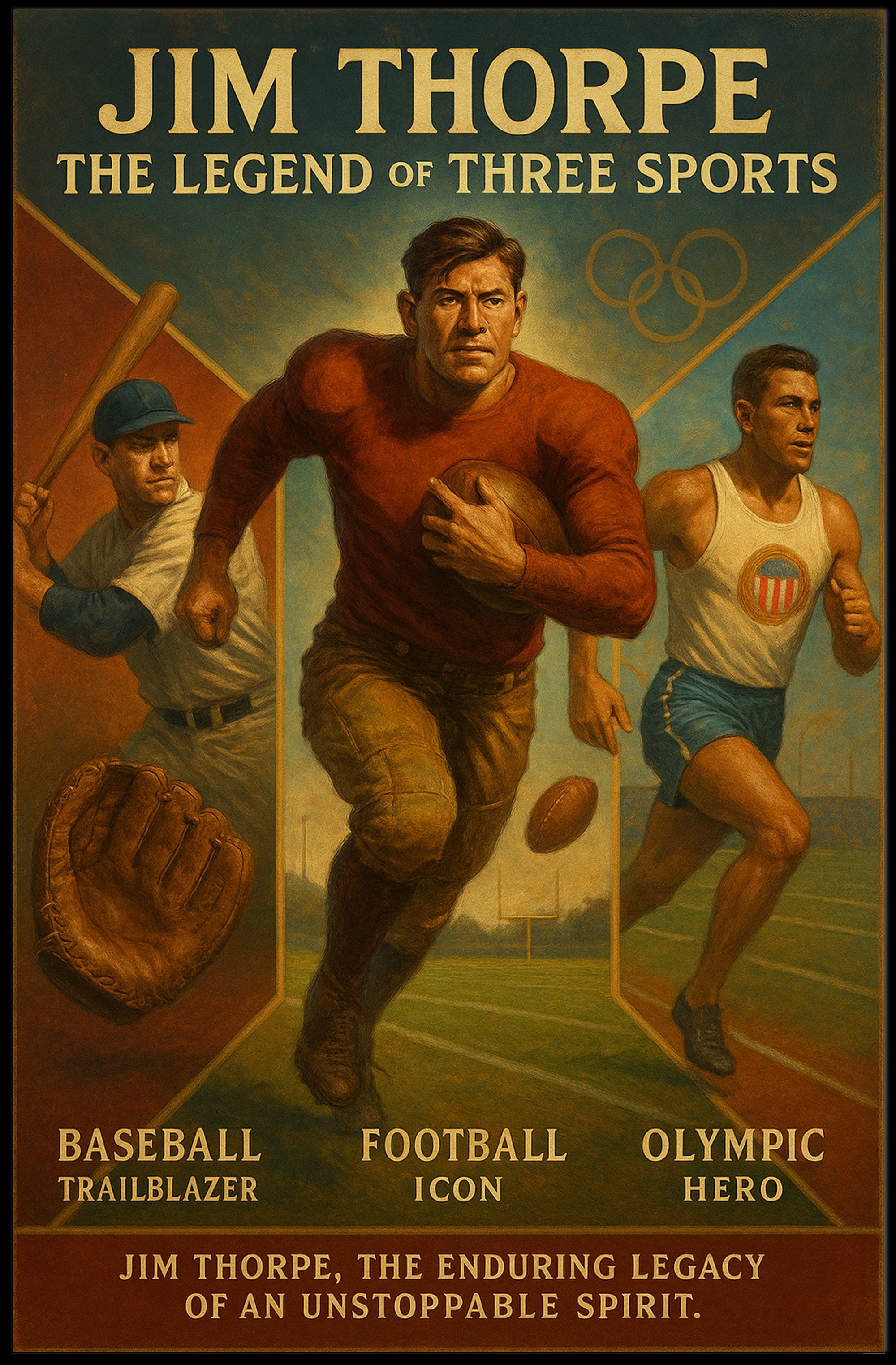 Jim Thorpe Three Sports Legend Poster PosterGoat