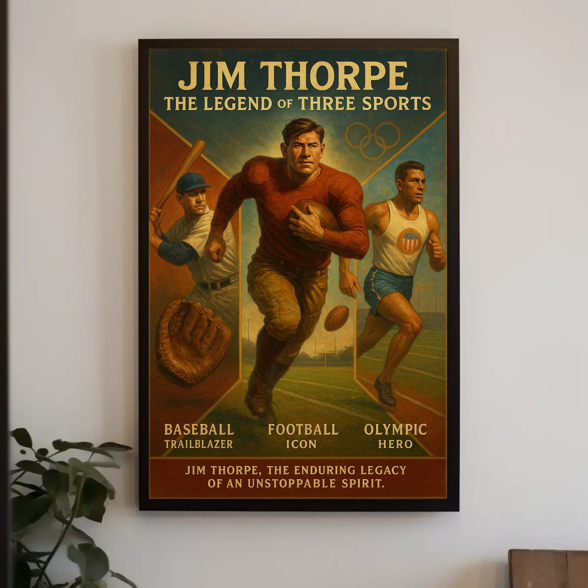 Jim Thorpe Three Sports Legend Poster PosterGoat