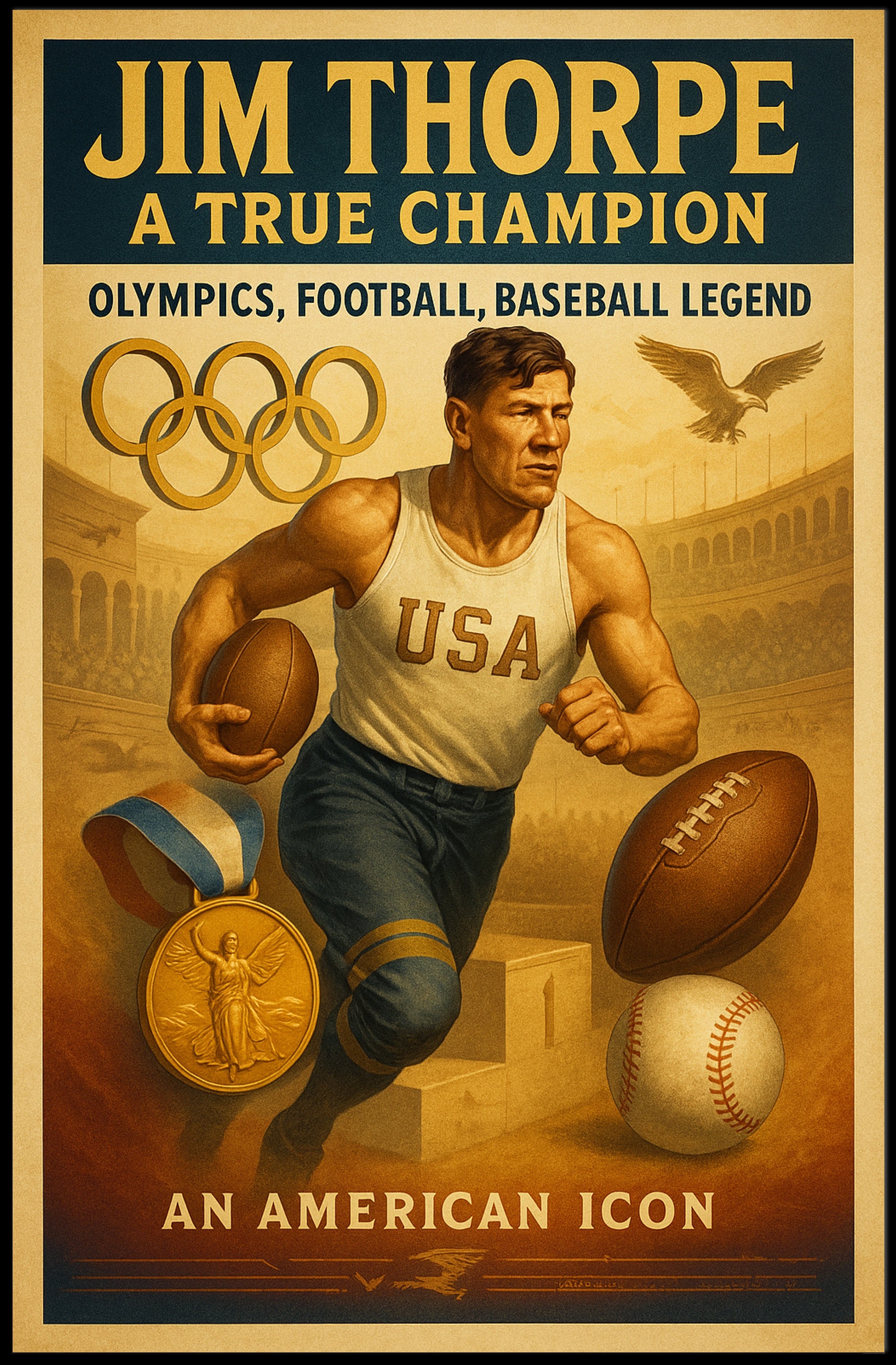 Jim Thorpe True Champion Wall Art Print PosterGoat