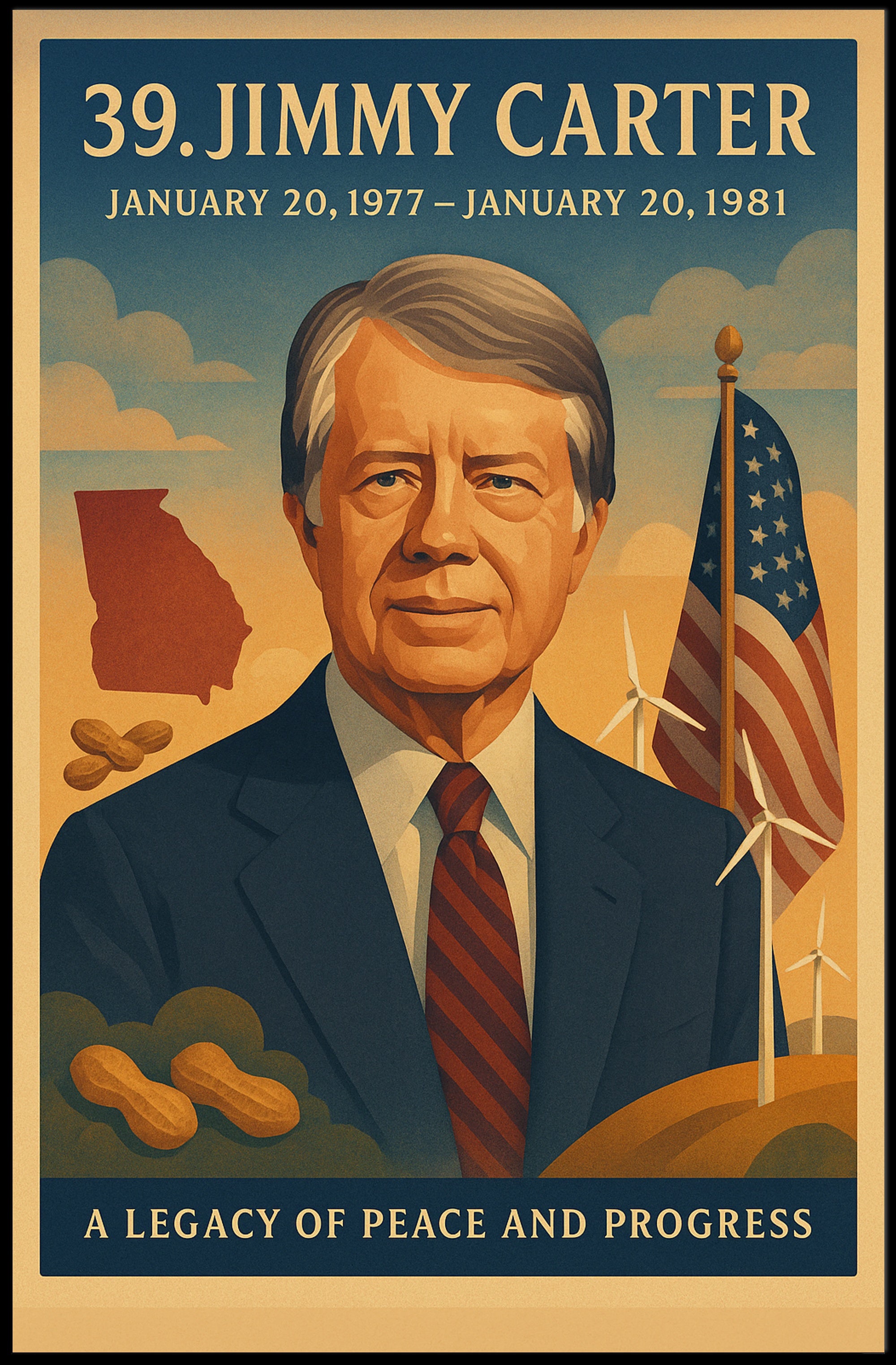 Jimmy Carter 39th President Wall Art Print PosterGoat