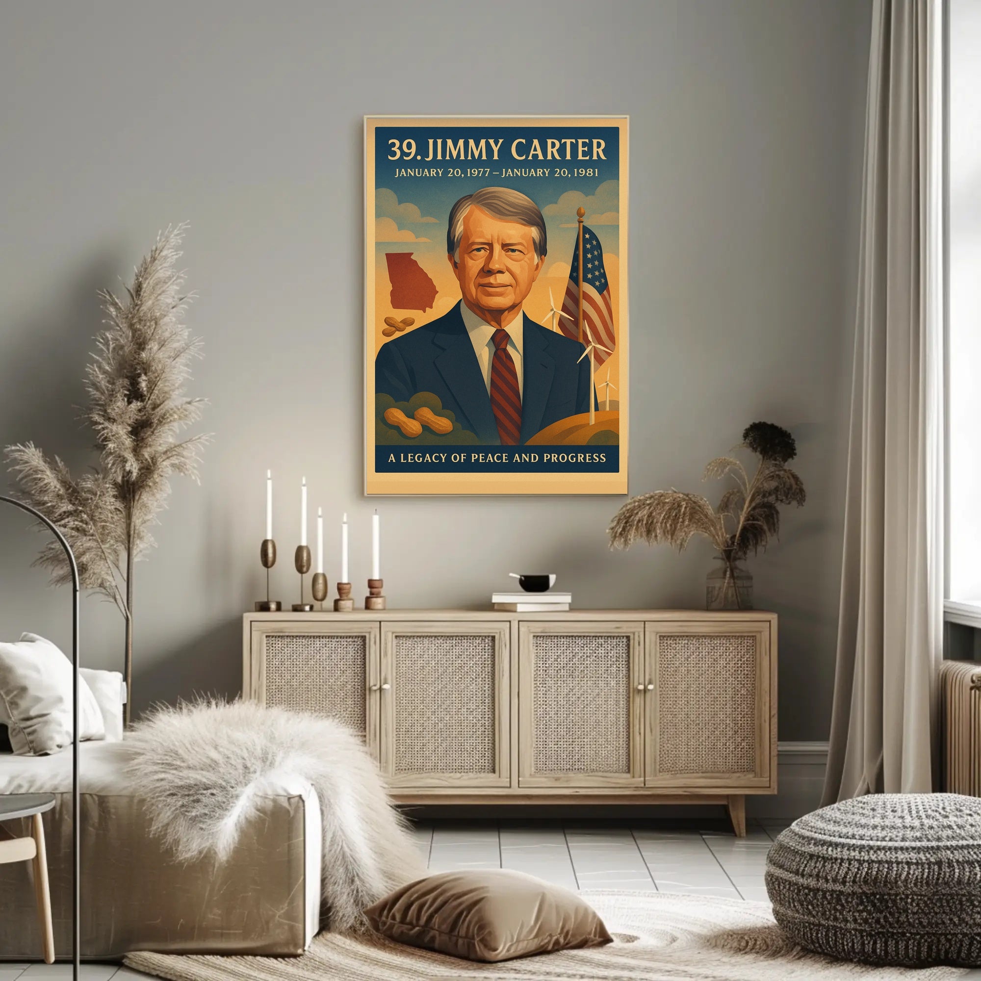 Jimmy Carter 39th President Wall Art Print PosterGoat