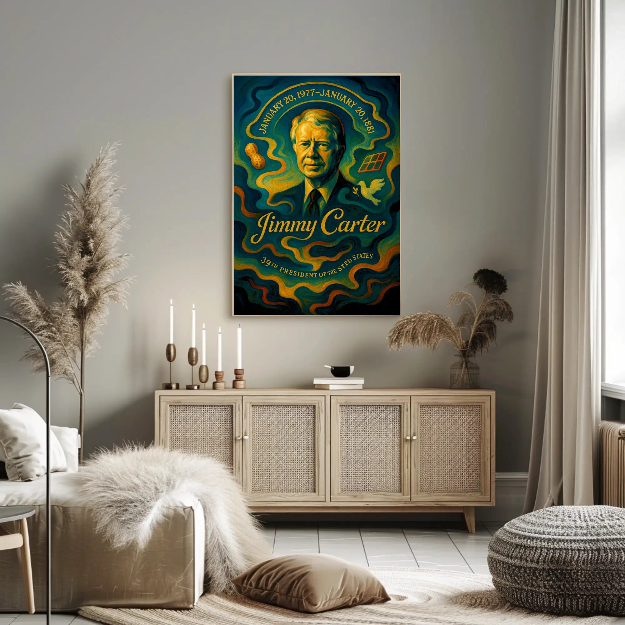 Jimmy Carter 39th President Wall Art Print PosterGoat