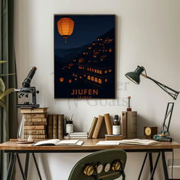 Jiufen Taiwan Minimalist Travel Poster PosterGoat