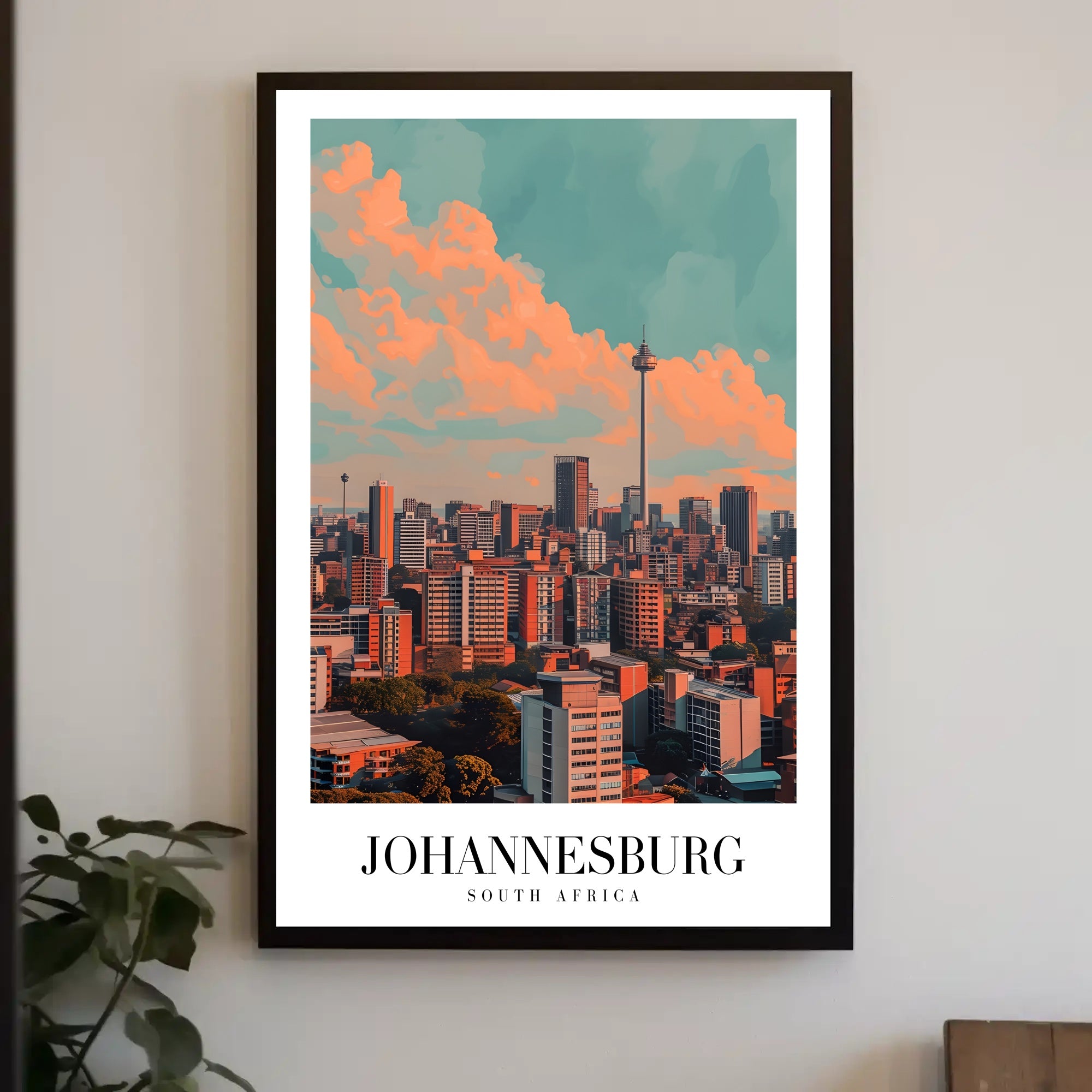 Johannesburg Skyline Vintage Cityscape Modern Travel Poster PosterGoat
