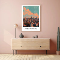 Johannesburg Skyline Vintage Cityscape Modern Travel Poster PosterGoat