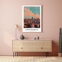 Johannesburg Skyline Vintage Cityscape Modern Travel Poster PosterGoat