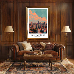 Johannesburg Skyline Vintage Cityscape Modern Travel Poster PosterGoat