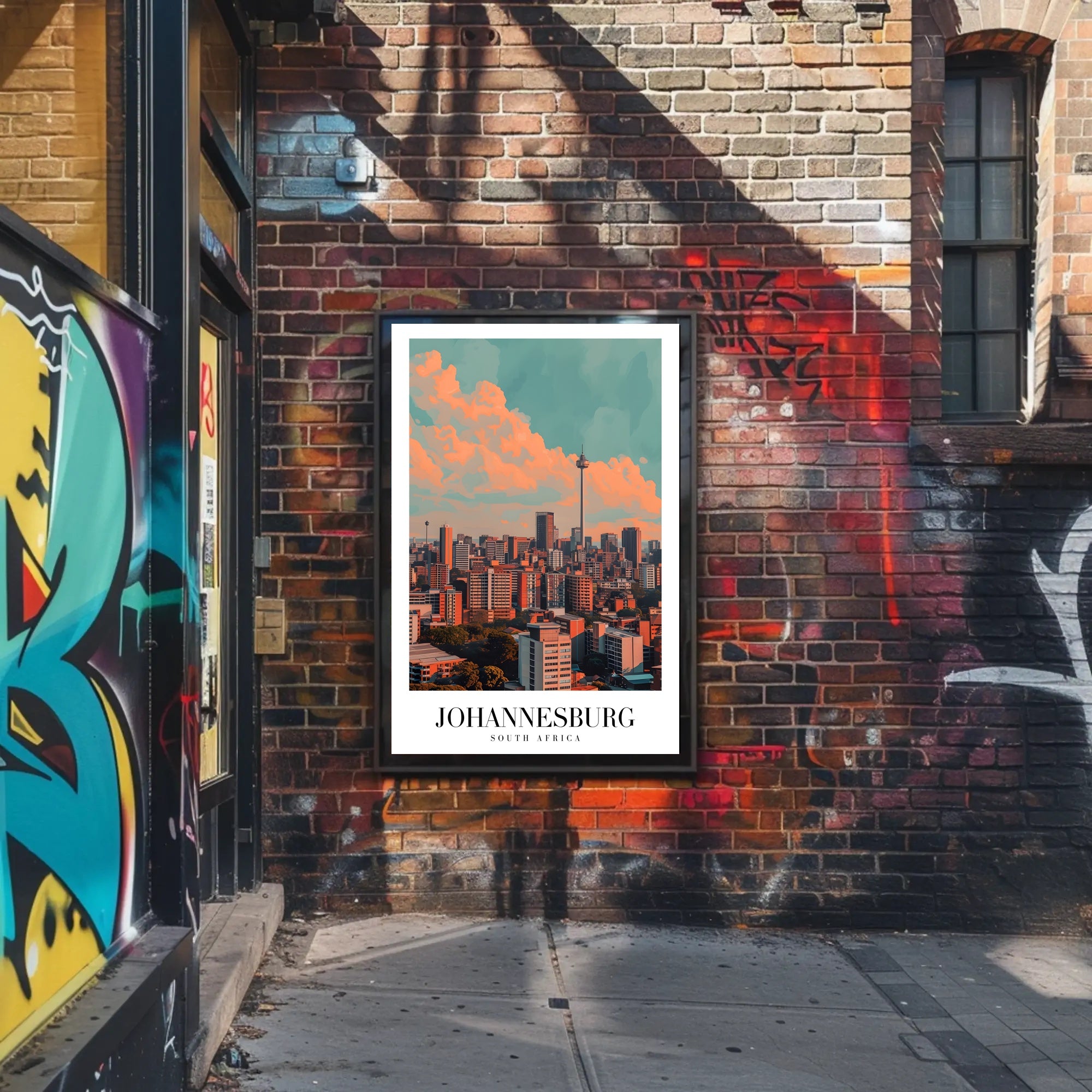 Johannesburg Skyline Vintage Cityscape Modern Travel Poster PosterGoat