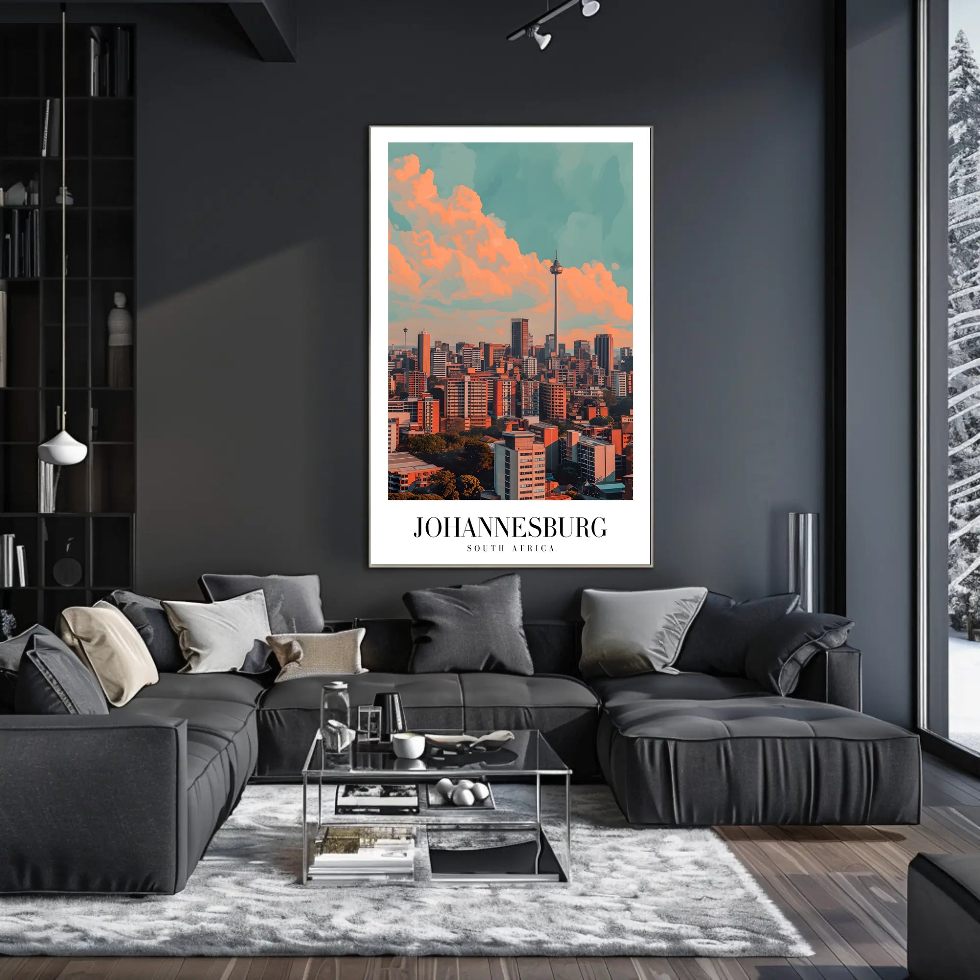 Johannesburg Skyline Vintage Cityscape Modern Travel Poster PosterGoat
